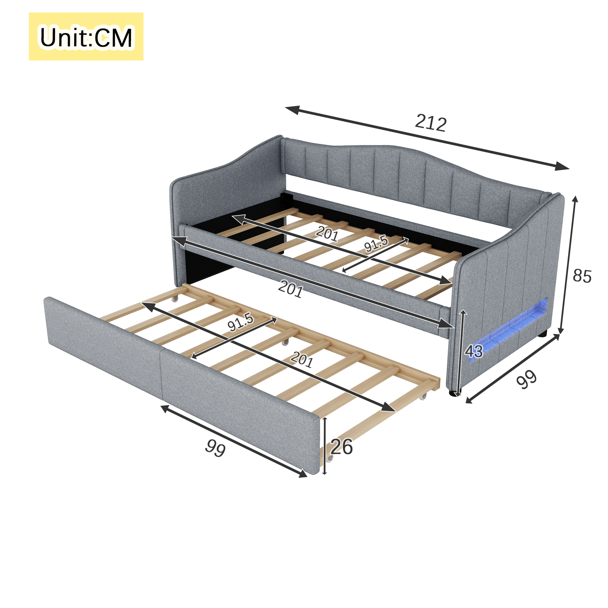 Dimensions du lit banquette