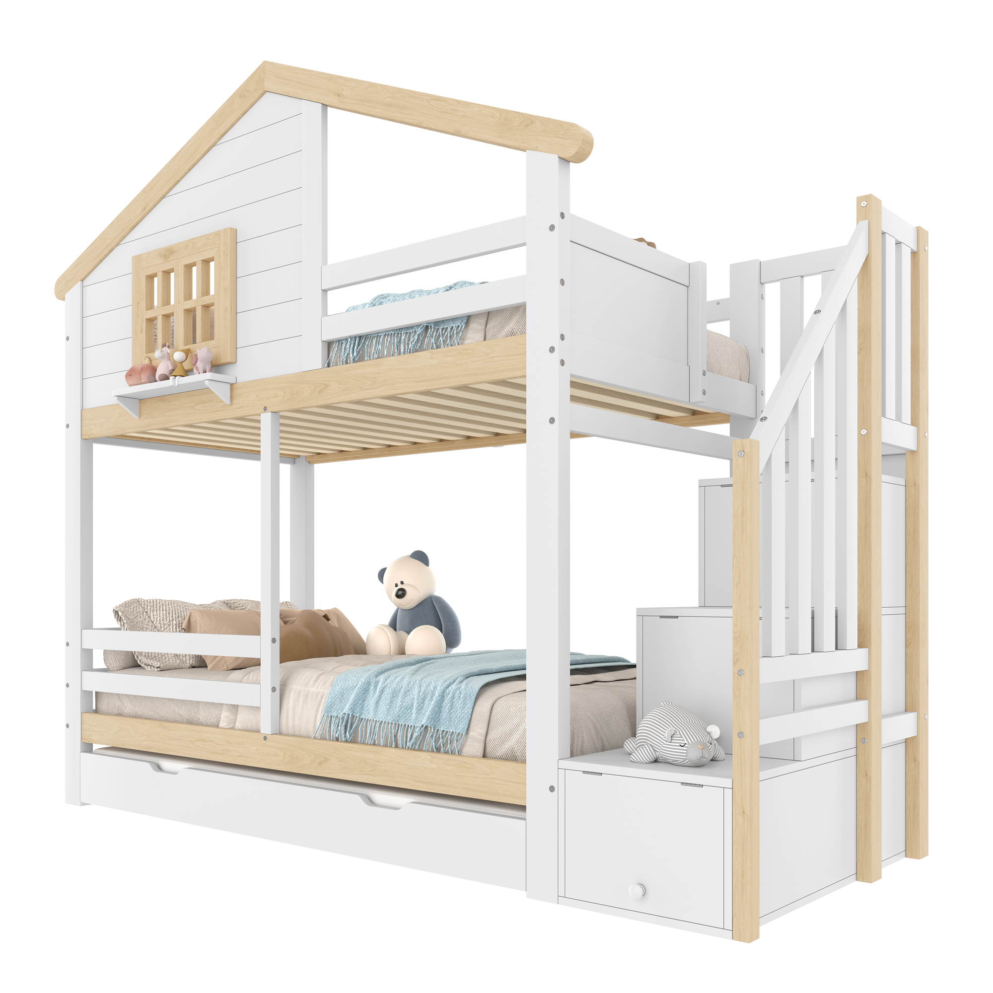 lit superposé enfant cabane - vue 1