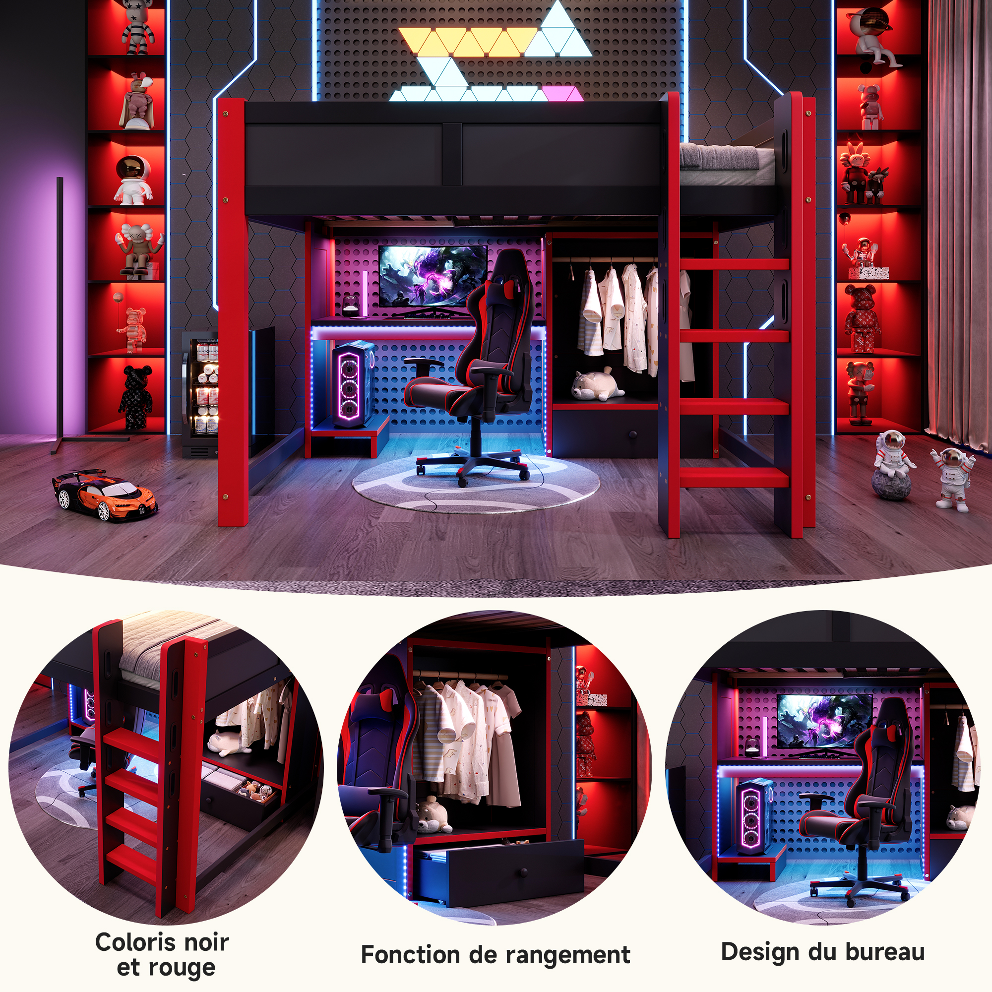lit mezzanine avec bureau - vue 5