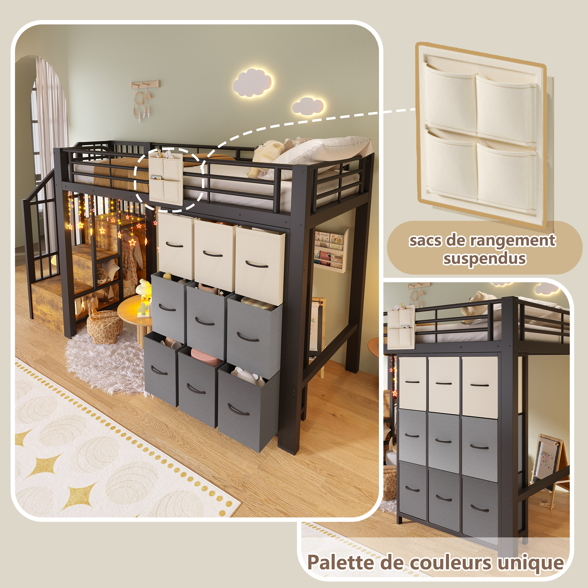 lit mezzanine avec bureau - vue 3