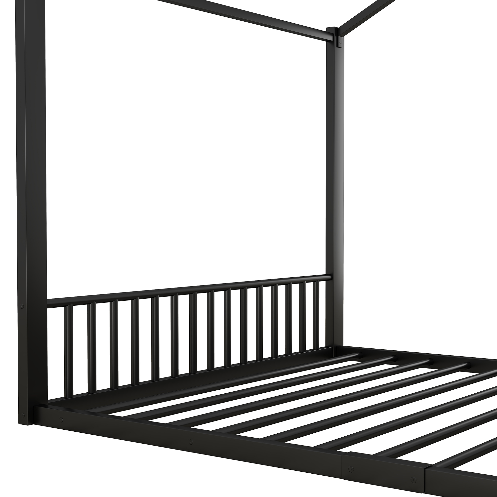 Lit mezzanine enfant en métal en forme de maison noir, pour chambre d'enfant, design unique, espace de jeu, style moderne, facile montage, stabilité, sécurité, utilisation polyvalente, décoration - image 10
