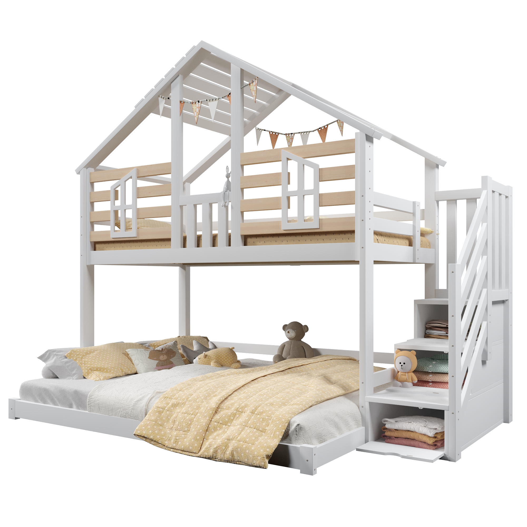 lit superposé enfant cabane - vue 1
