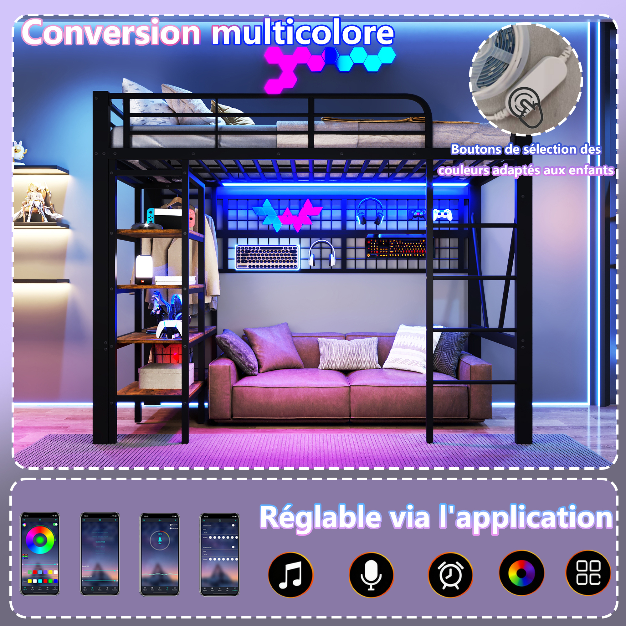 Éclairage LED RGB personnalisable via application