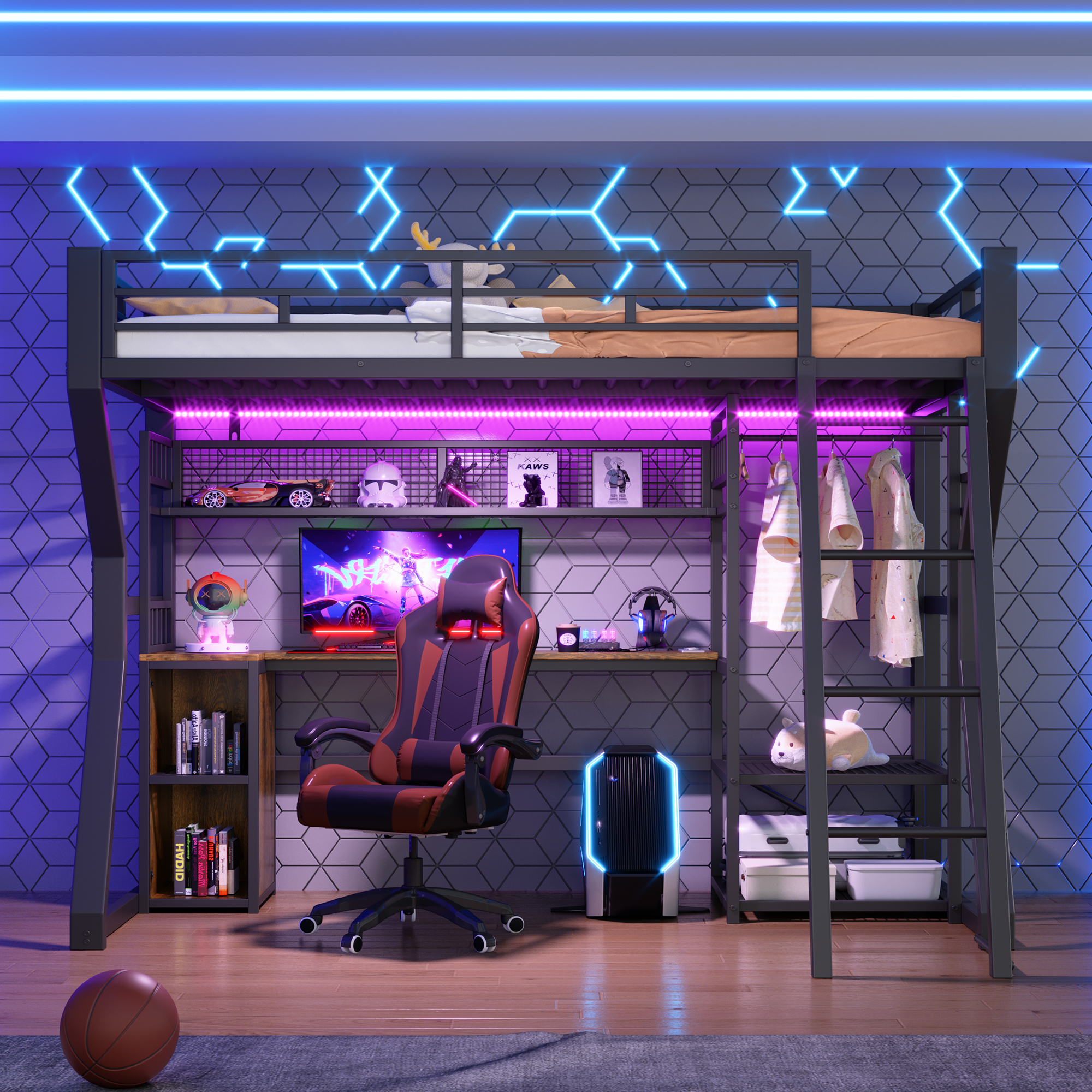 lit mezzanine avec bureau - vue 2