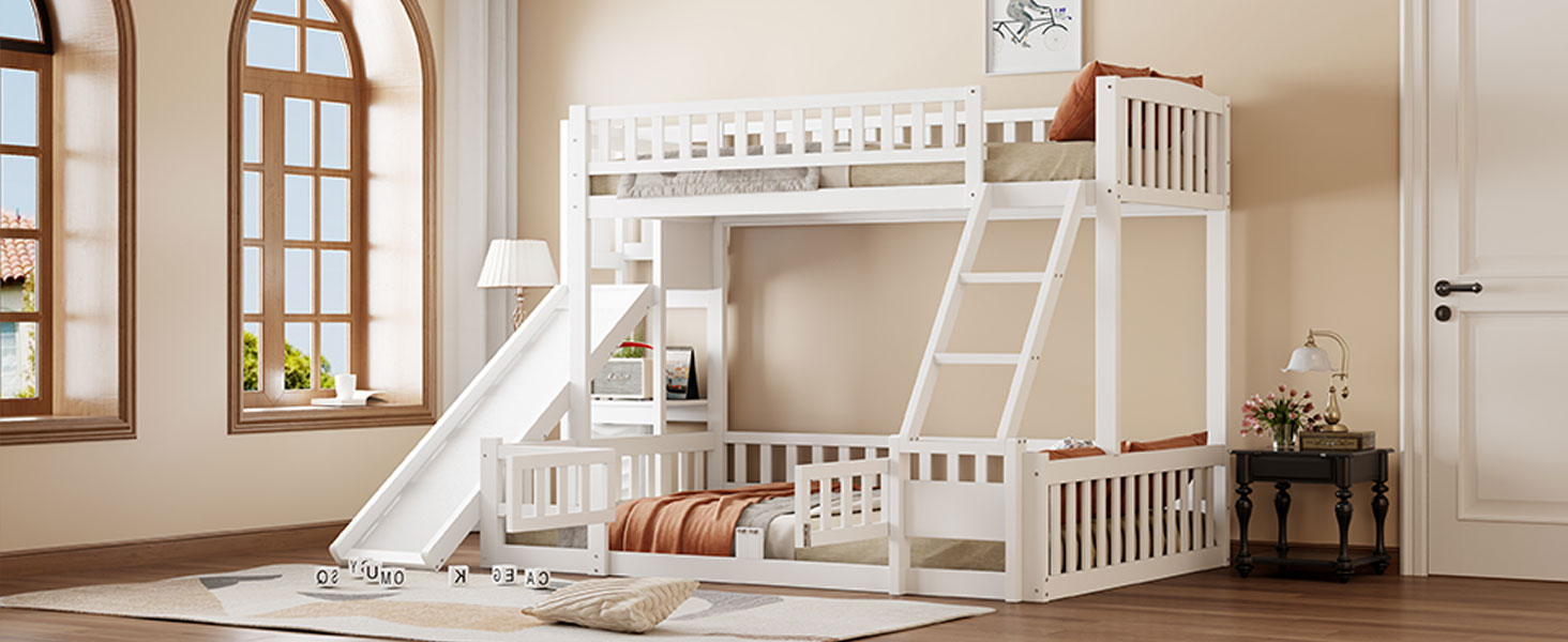 Lit superposé enfant en bois de pin et MDF avec to - image 12