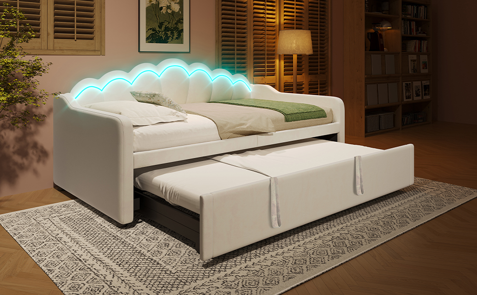 Lit en velours et MDF, design ondulé, convertible 3 formes (canapé, chaise longue, lit), pour chambre et salon, matériau chaleureux, design artistique, utilisation flexible, style moderne élégant, confort - image 18