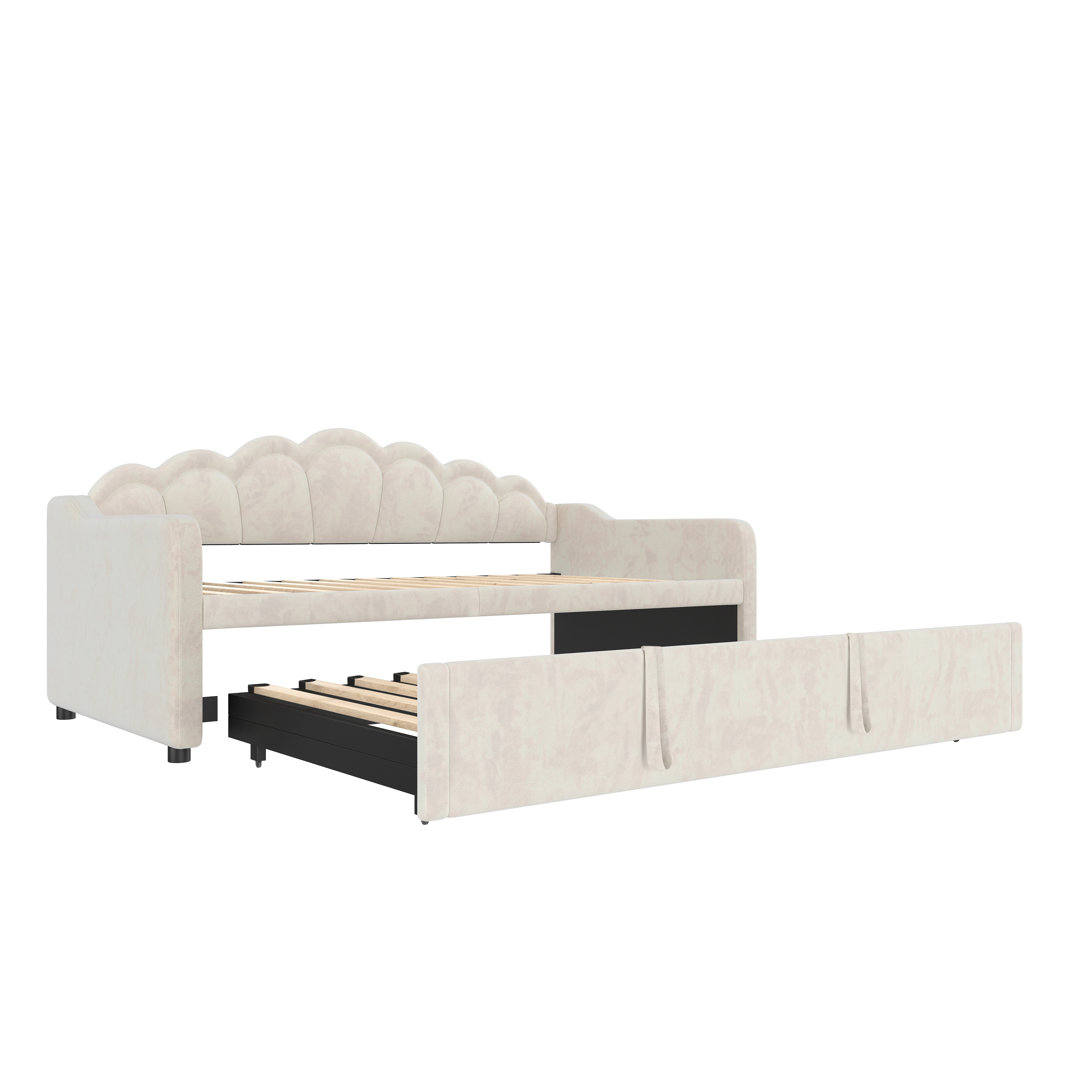 Lit en velours et MDF, design ondulé, convertible 3 formes (canapé, chaise longue, lit), pour chambre et salon, matériau chaleureux, design artistique, utilisation flexible, style moderne élégant, confort - image 13