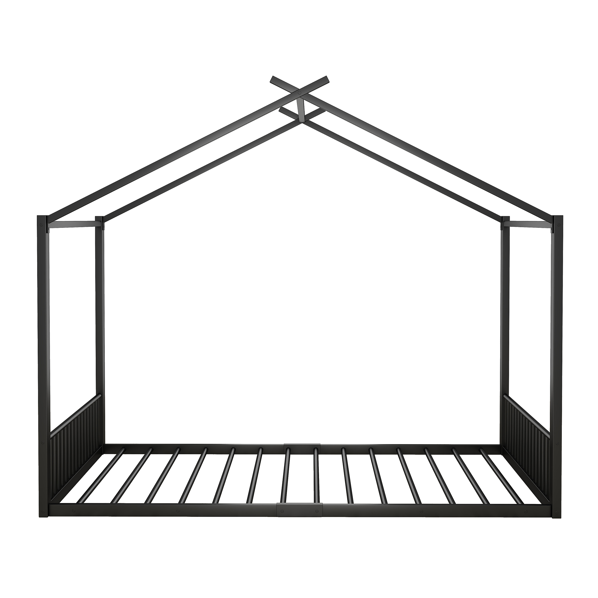 Lit mezzanine enfant en métal en forme de maison noir, pour chambre d'enfant, design unique, espace de jeu, style moderne, facile montage, stabilité, sécurité, utilisation polyvalente, décoration - image 9