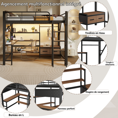 Échelle avec protections et barrières du lit mezzanine
