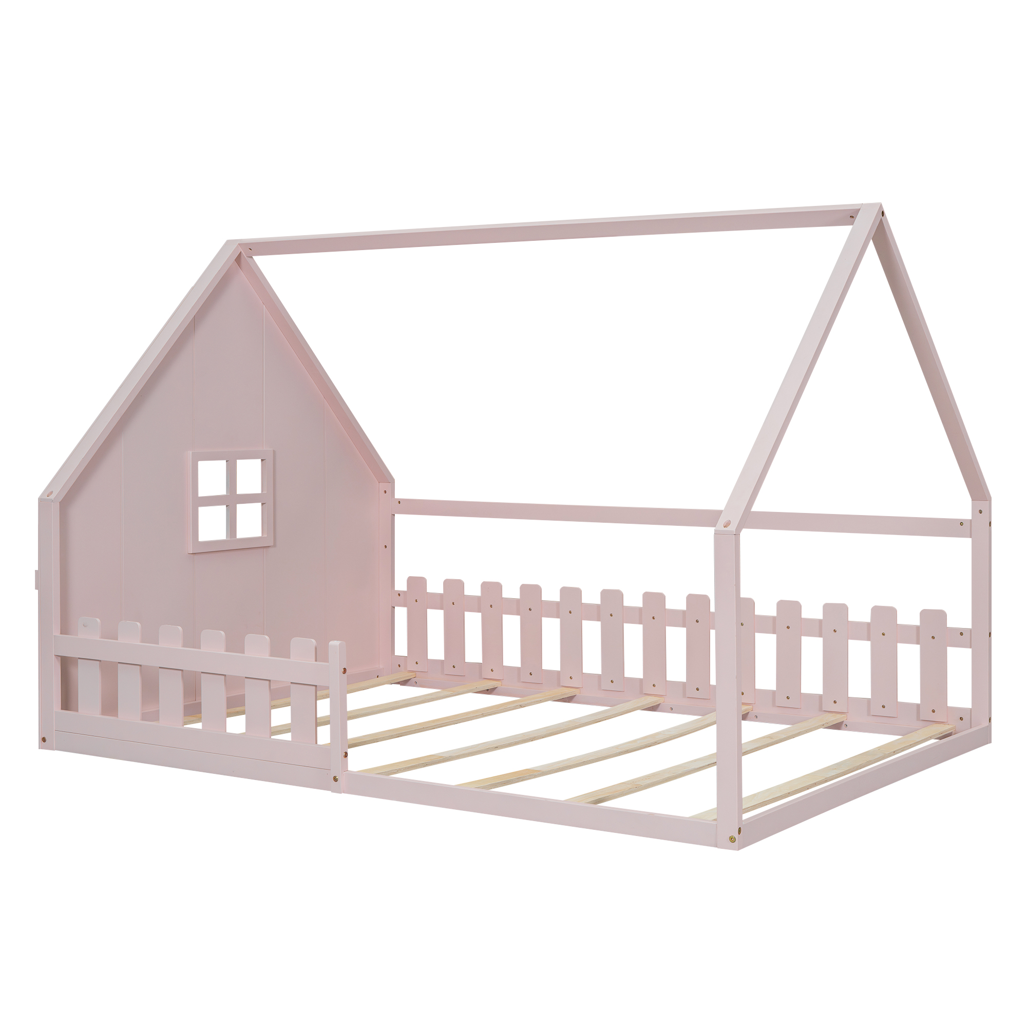 Lit maison enfant en bois de pin et MDF avec desig - image 2