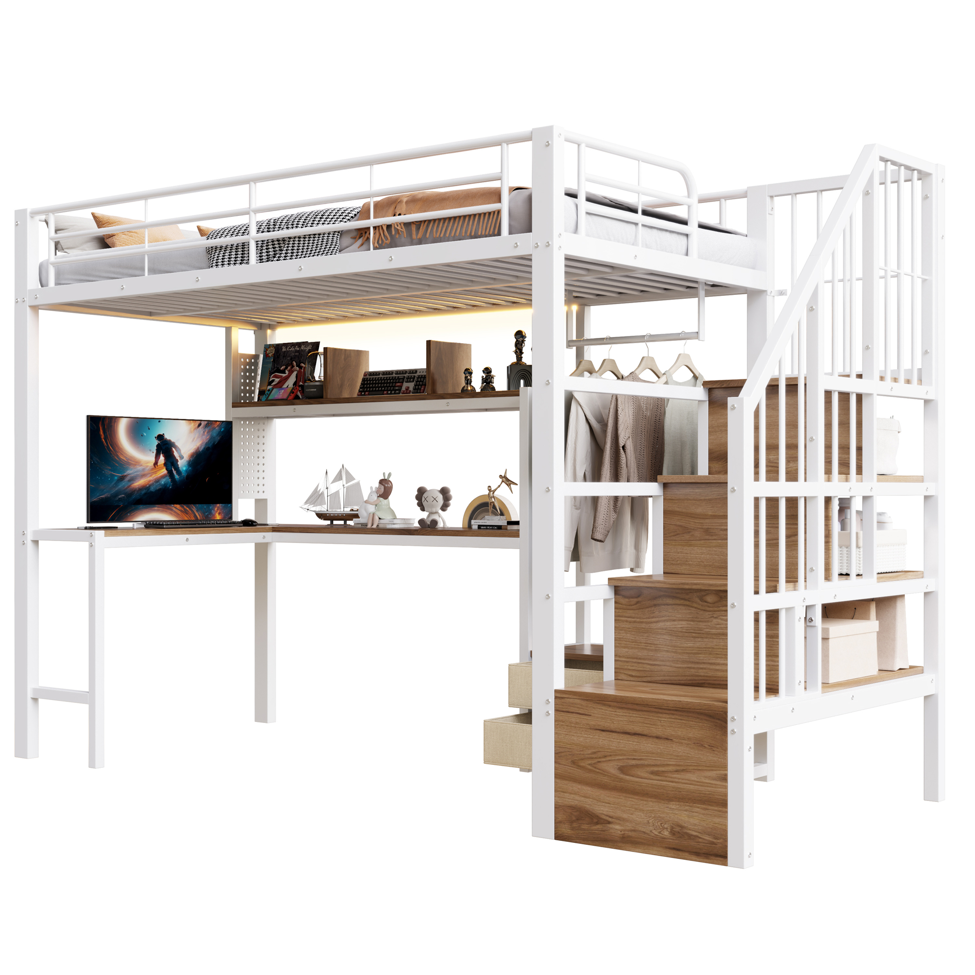 lit mezzanine avec bureau - vue 1