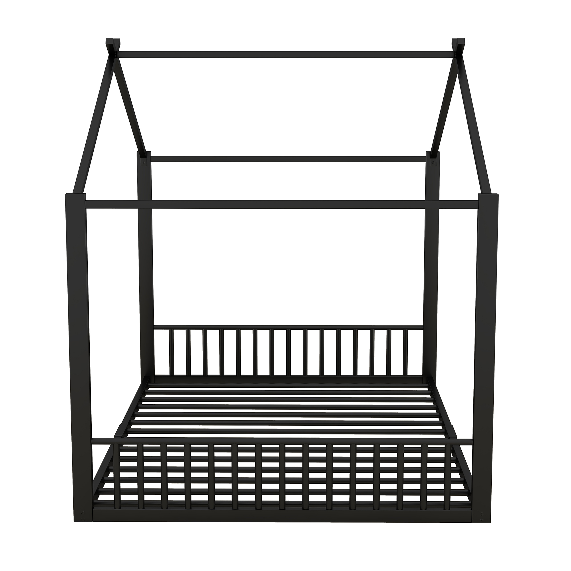 Lit mezzanine enfant en métal en forme de maison noir, pour chambre d'enfant, design unique, espace de jeu, style moderne, facile montage, stabilité, sécurité, utilisation polyvalente, décoration - image 14