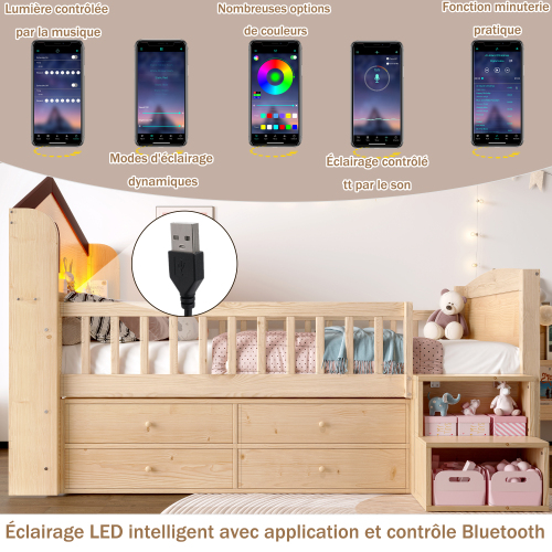 Éclairage LED intégré du lit maison