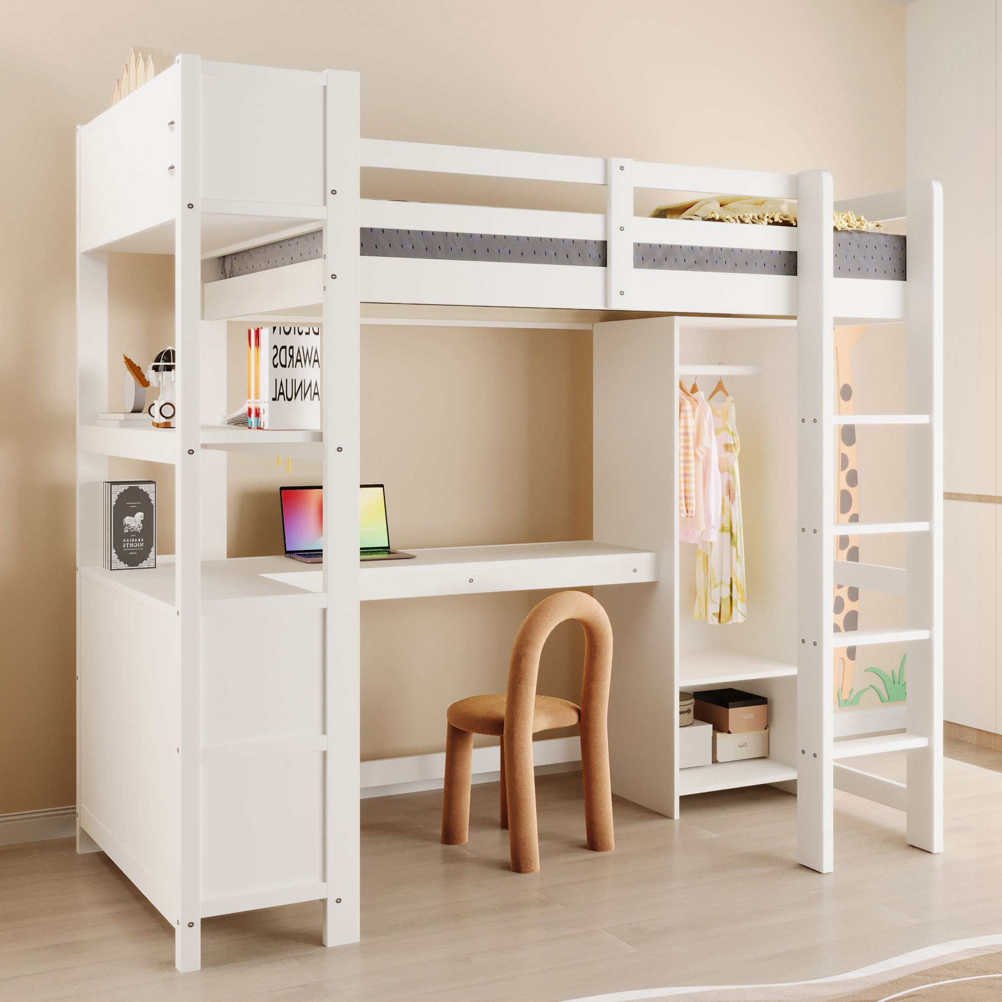 lit mezzanine avec bureau - vue 4
