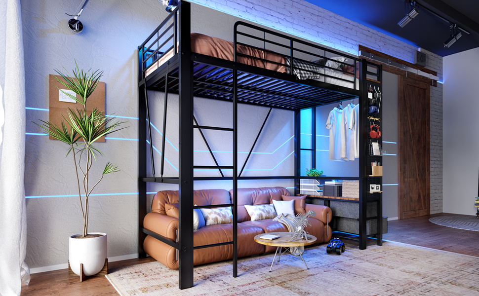 Lit en fer et MDF avec tringles suspendues, 4 tiroirs, pour chambre, structure forte, beaucoup de rangement vertical, utilisation optimale espace, design fonctionnel, style moderne, stabilité, durabilité - image 17