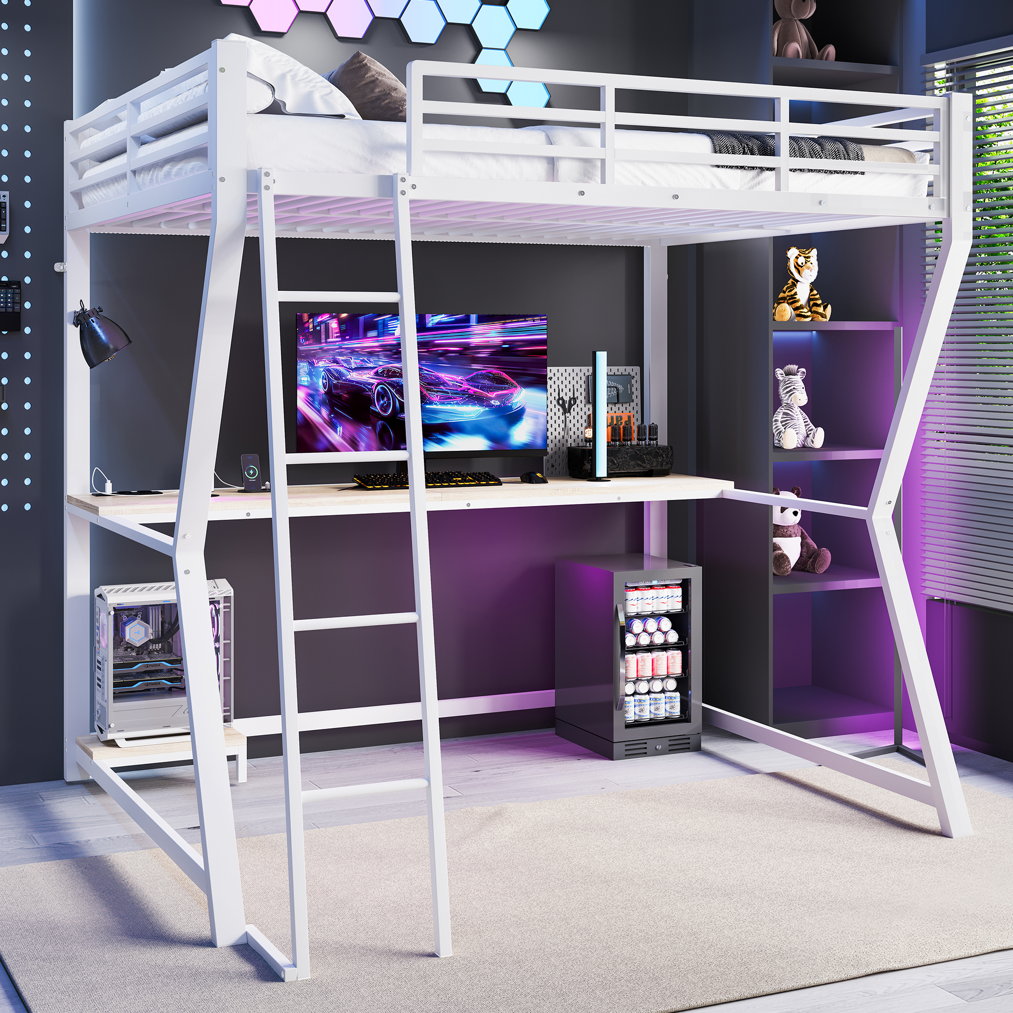 lit mezzanine avec bureau - vue 3