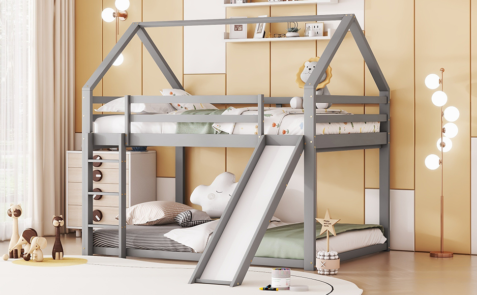 Lit superposé maison enfant 140 x 200 cm avec tobo - image 15