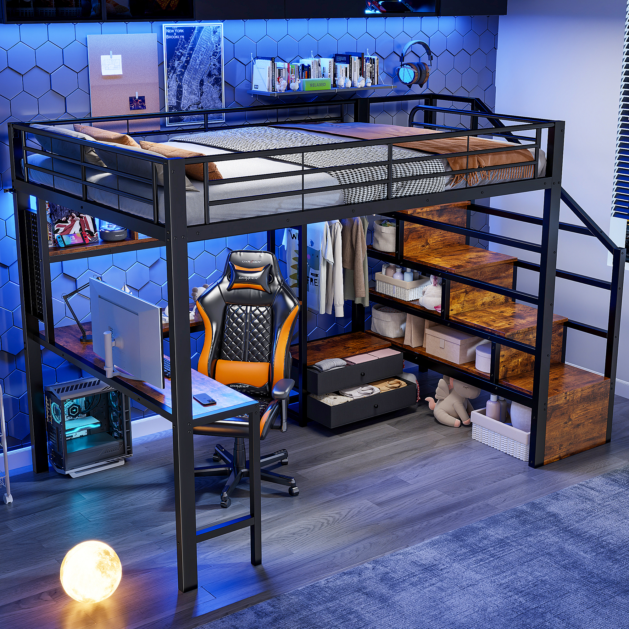 lit mezzanine avec bureau - vue 4