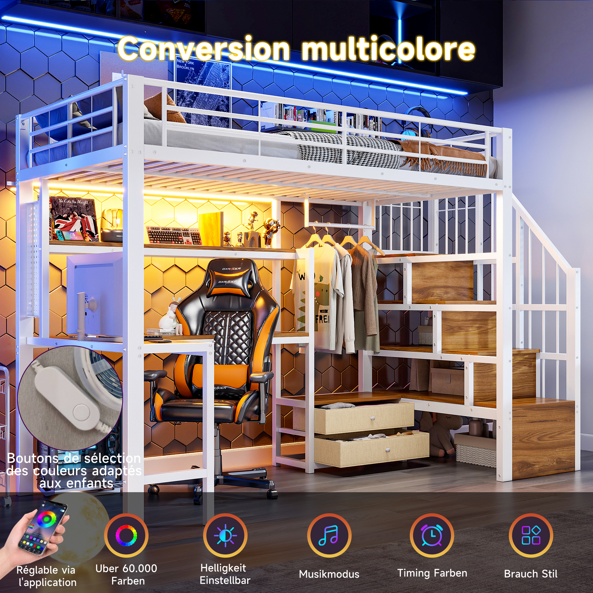 lit mezzanine avec bureau - vue 5