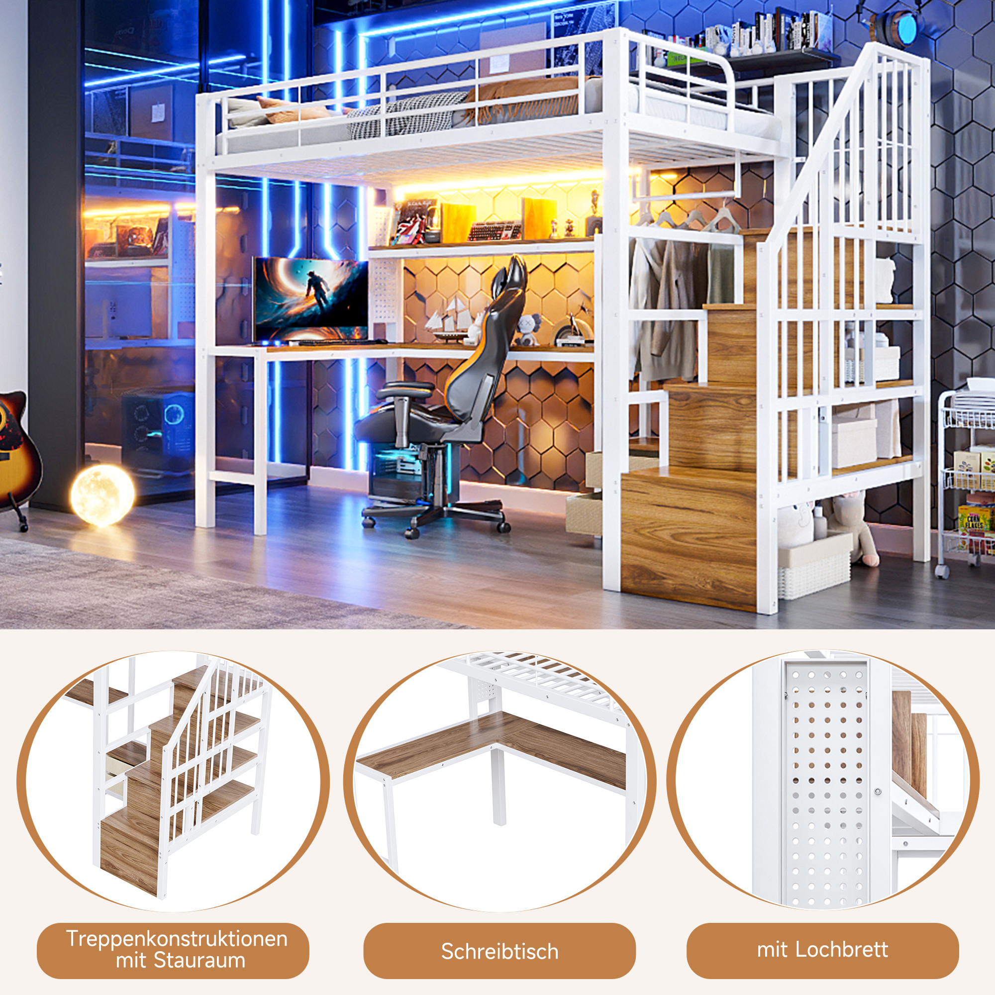 lit mezzanine avec bureau - vue 4