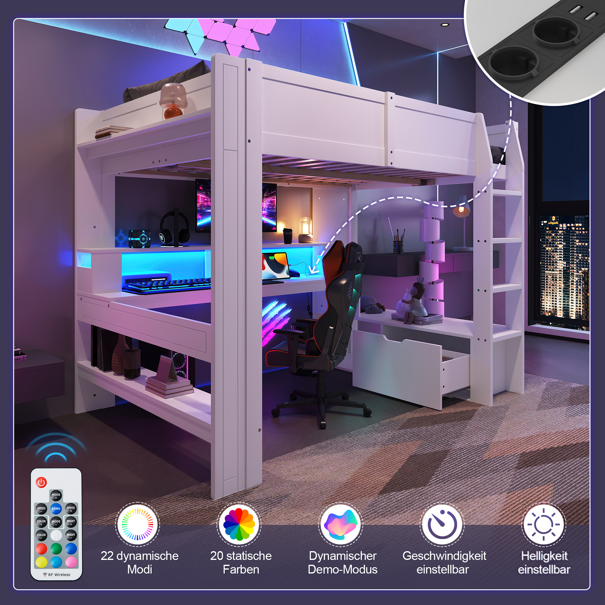 lit mezzanine avec bureau - vue 5