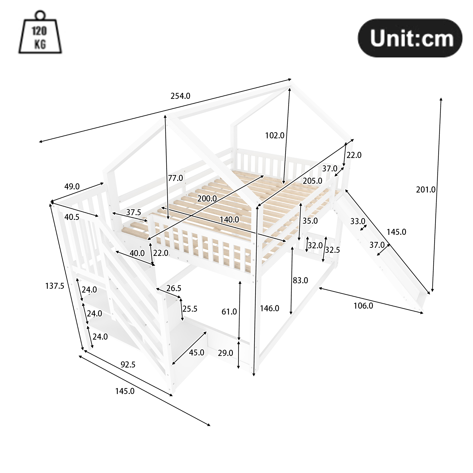 Dimensions du lit superposé