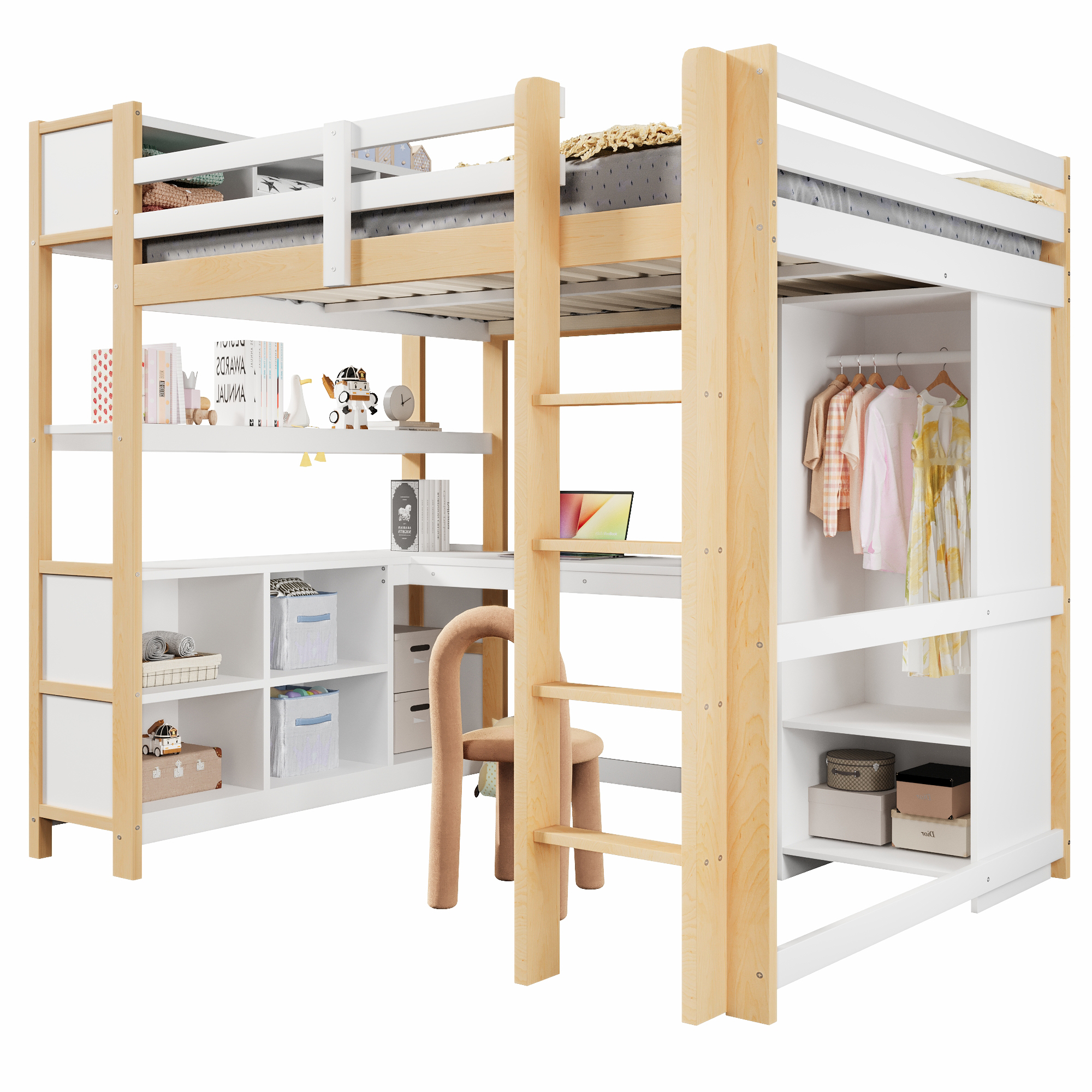 lit mezzanine avec bureau - vue 5