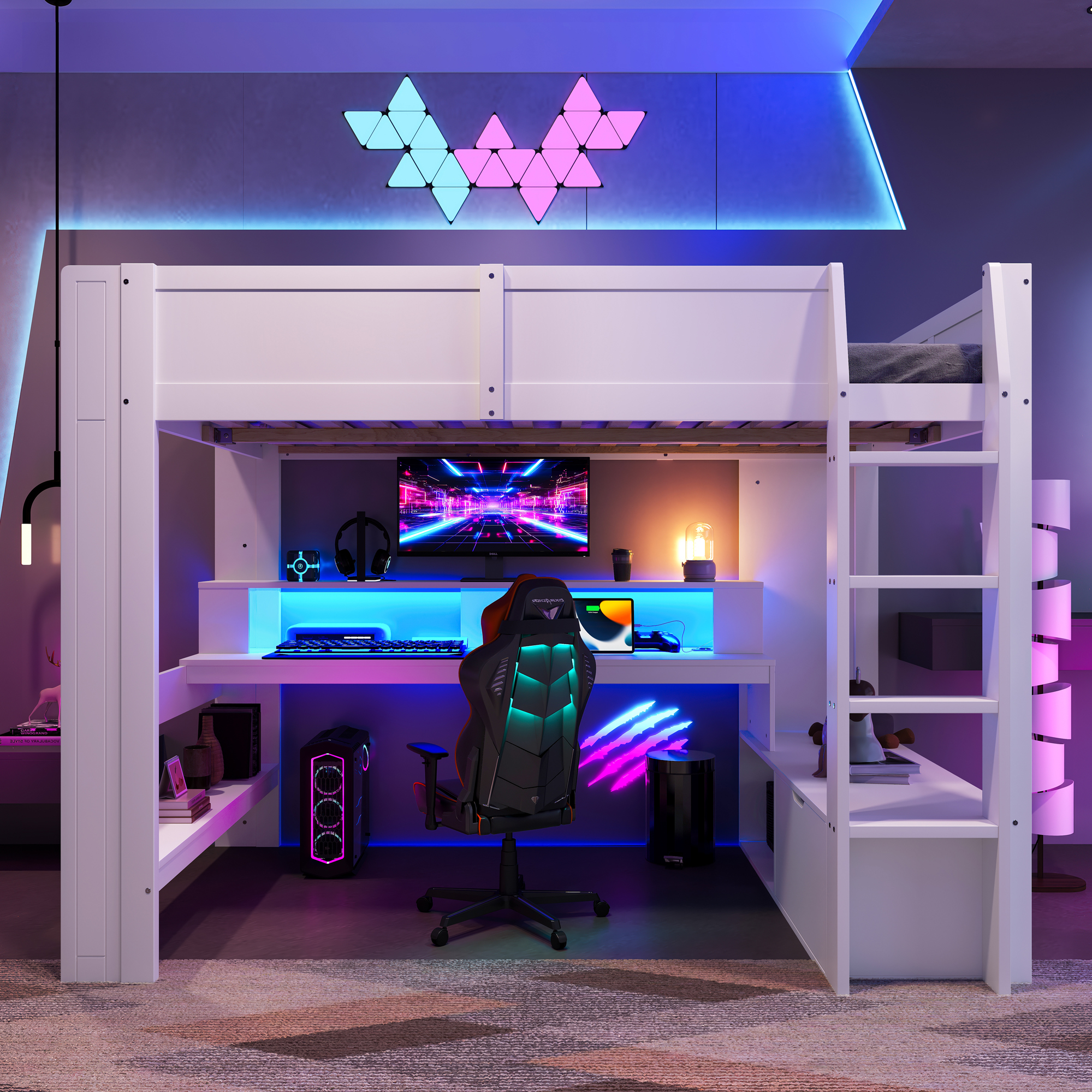 lit mezzanine avec bureau - vue 3