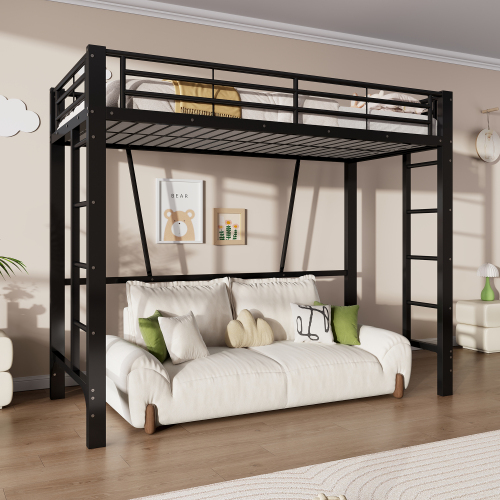 Lit mezzanine 90x200 cm noir