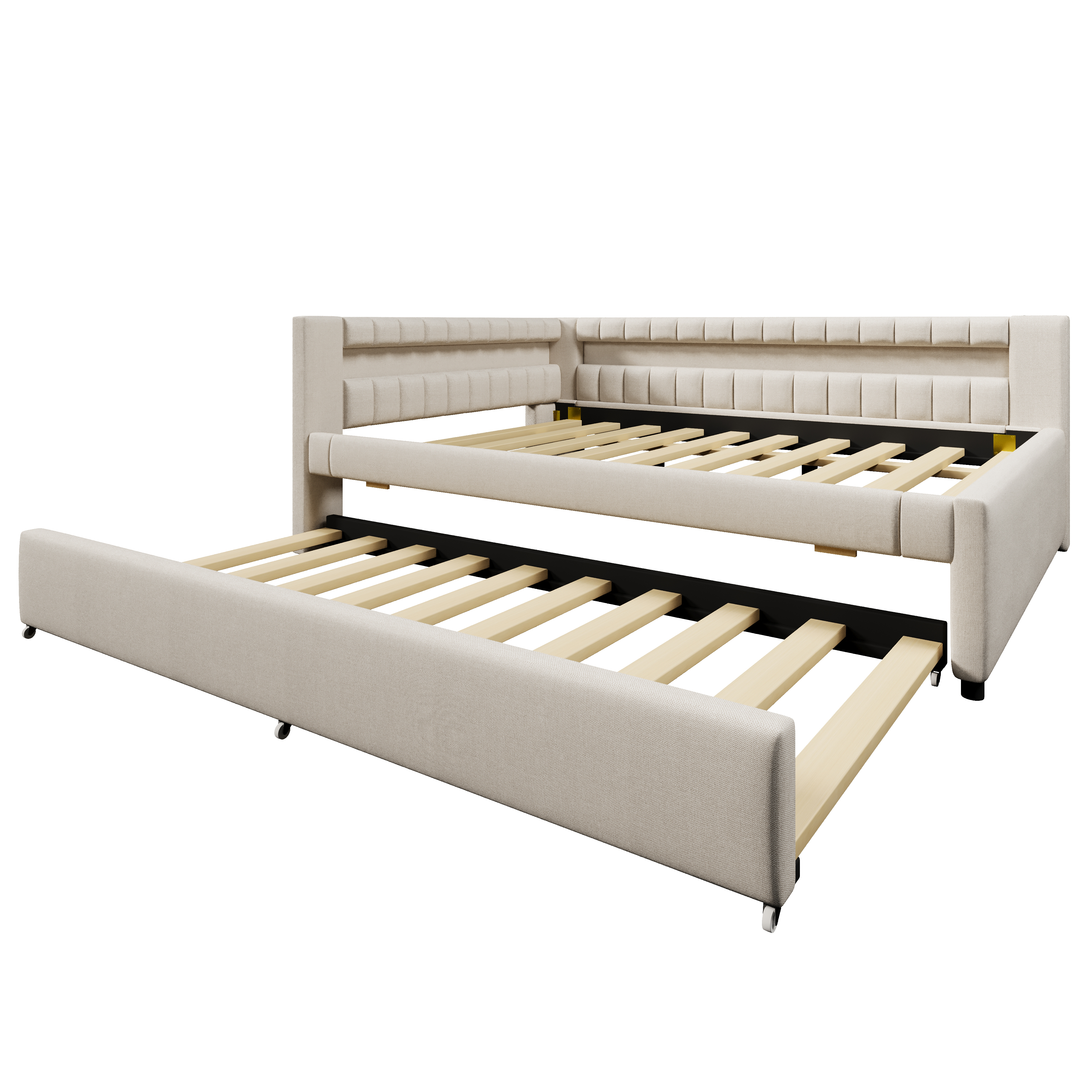 Lit en lin et MDF avec LED contrôlable tactile/app, USB + Type-C, lit escamotable, pour chambre, ambiance romantique, recharge multiple, utilisation flexible, design moderne, confort et technologie, style élégant - image 8