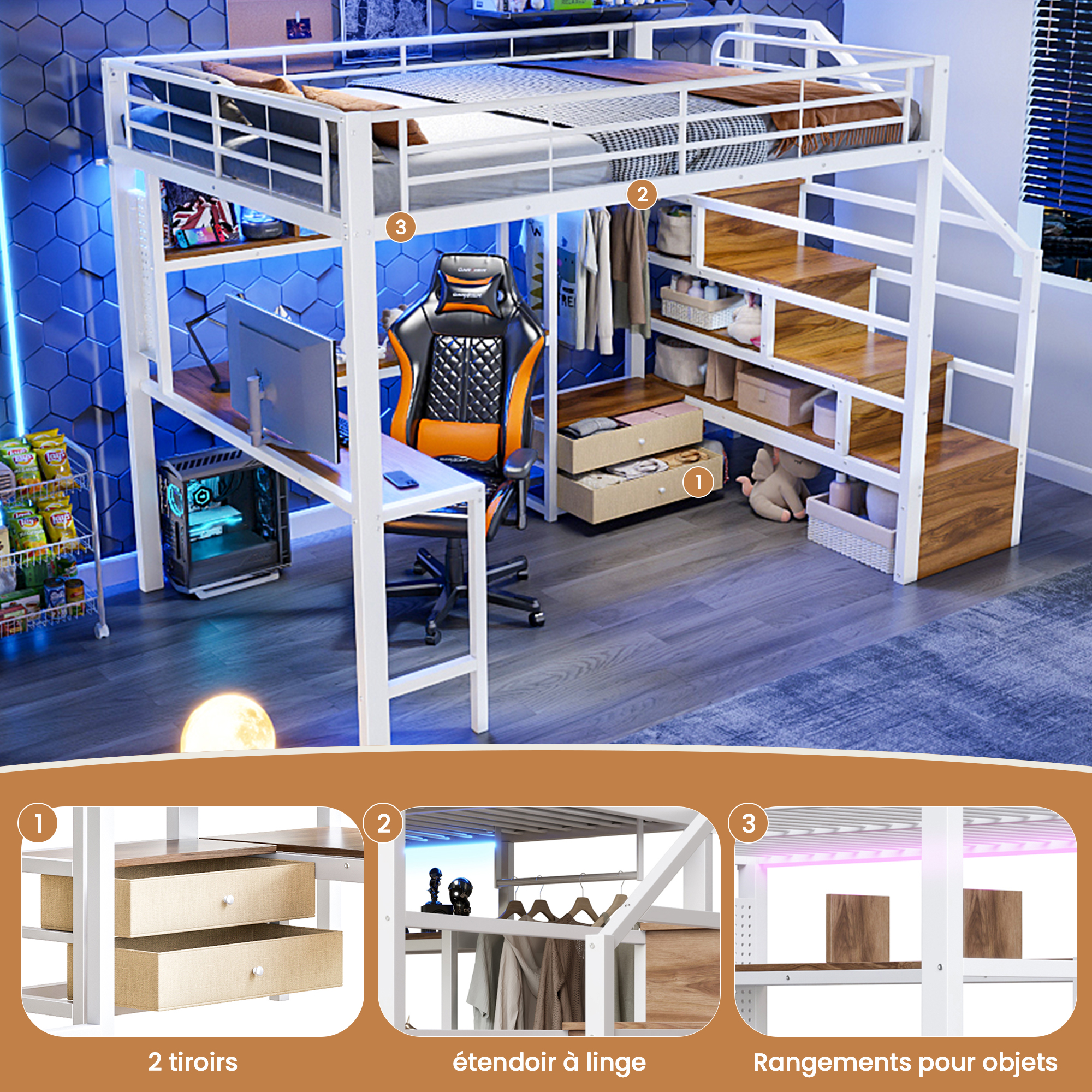 lit mezzanine avec bureau - vue 5