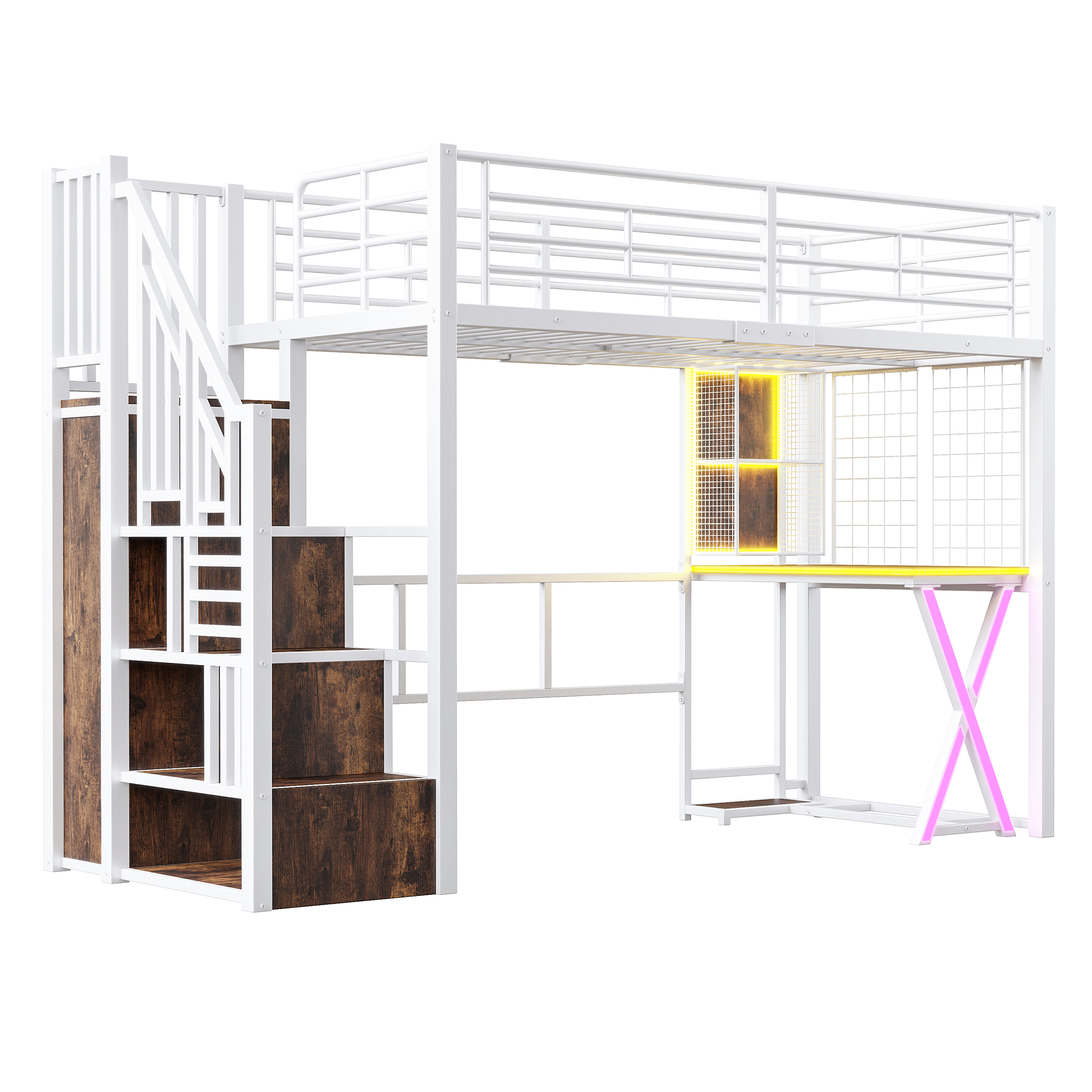 Lit mezzanine avec bureau intégré, éclairage LED r - image 7