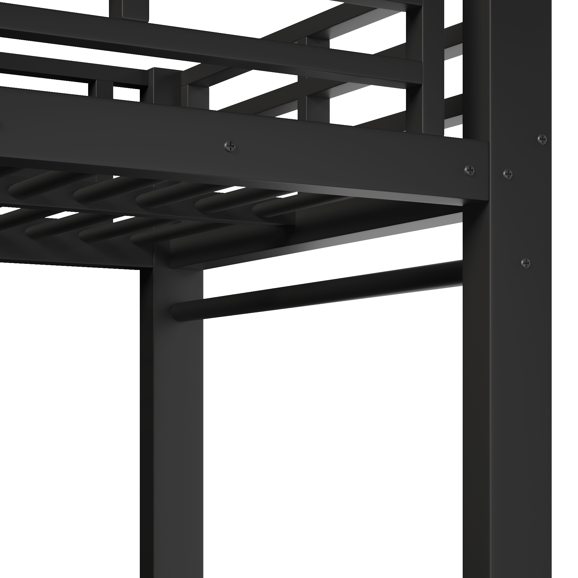Lit mezzanine avec étagères en métal