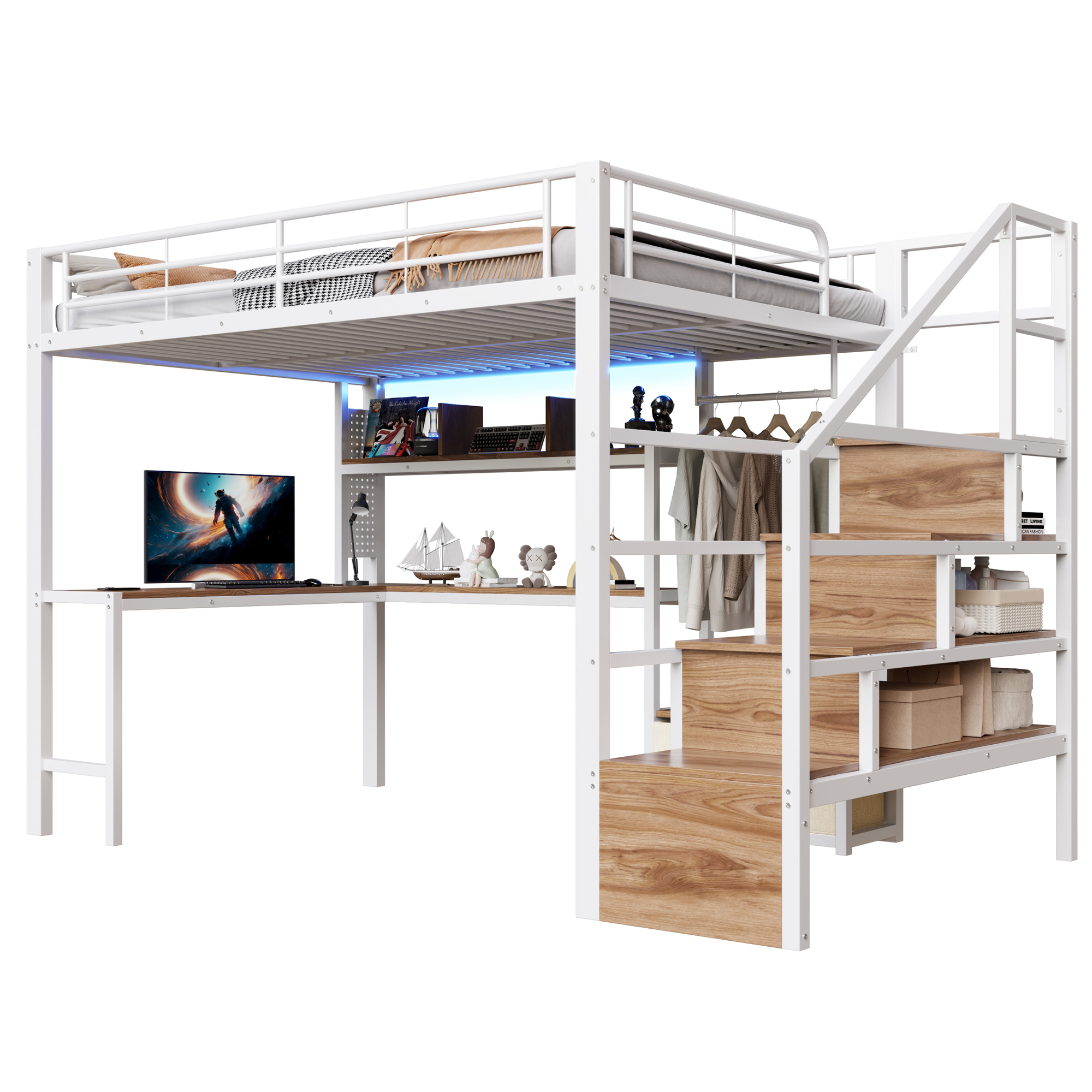 lit mezzanine avec bureau - vue 1