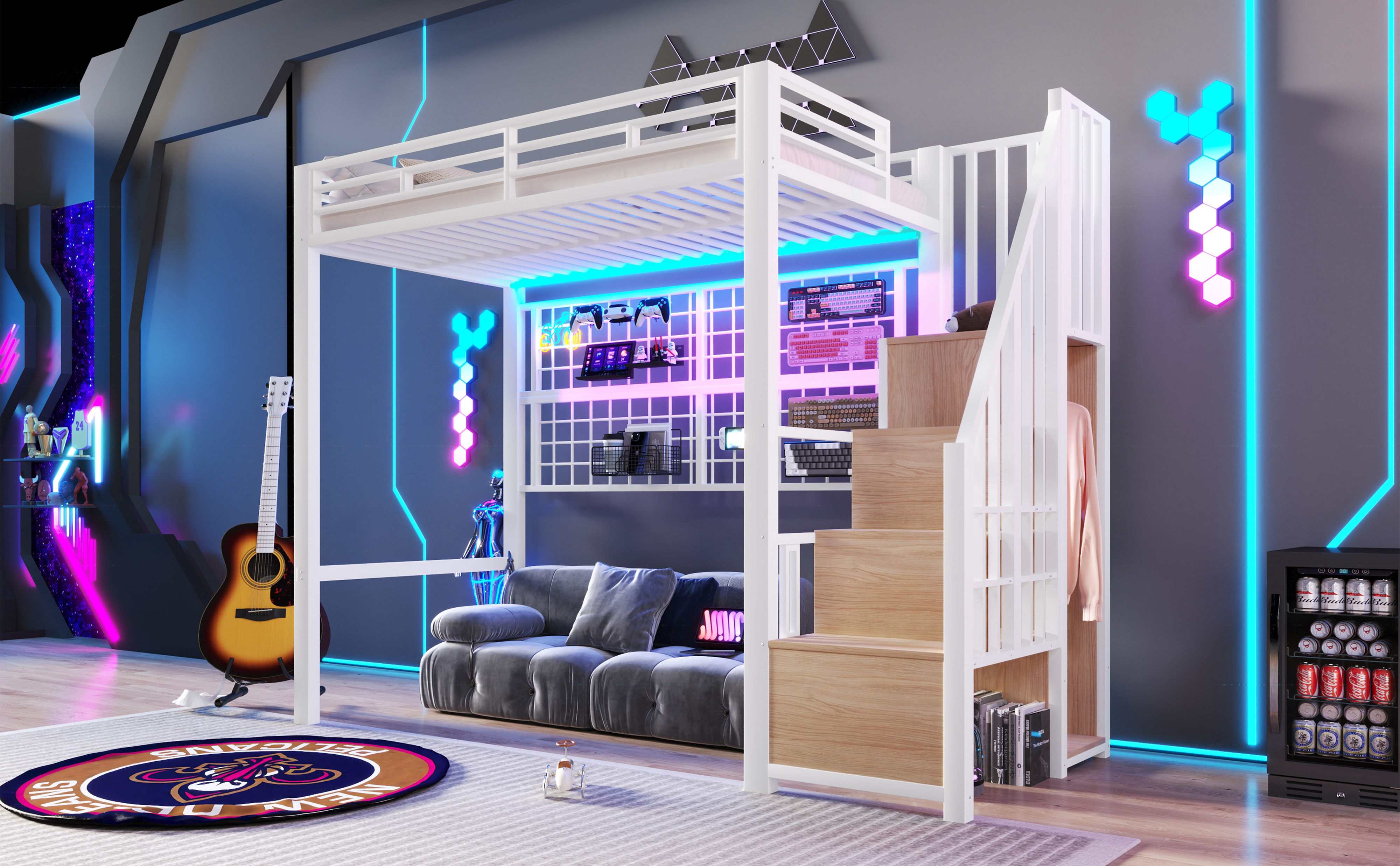 Lit mezzanine avec rangement