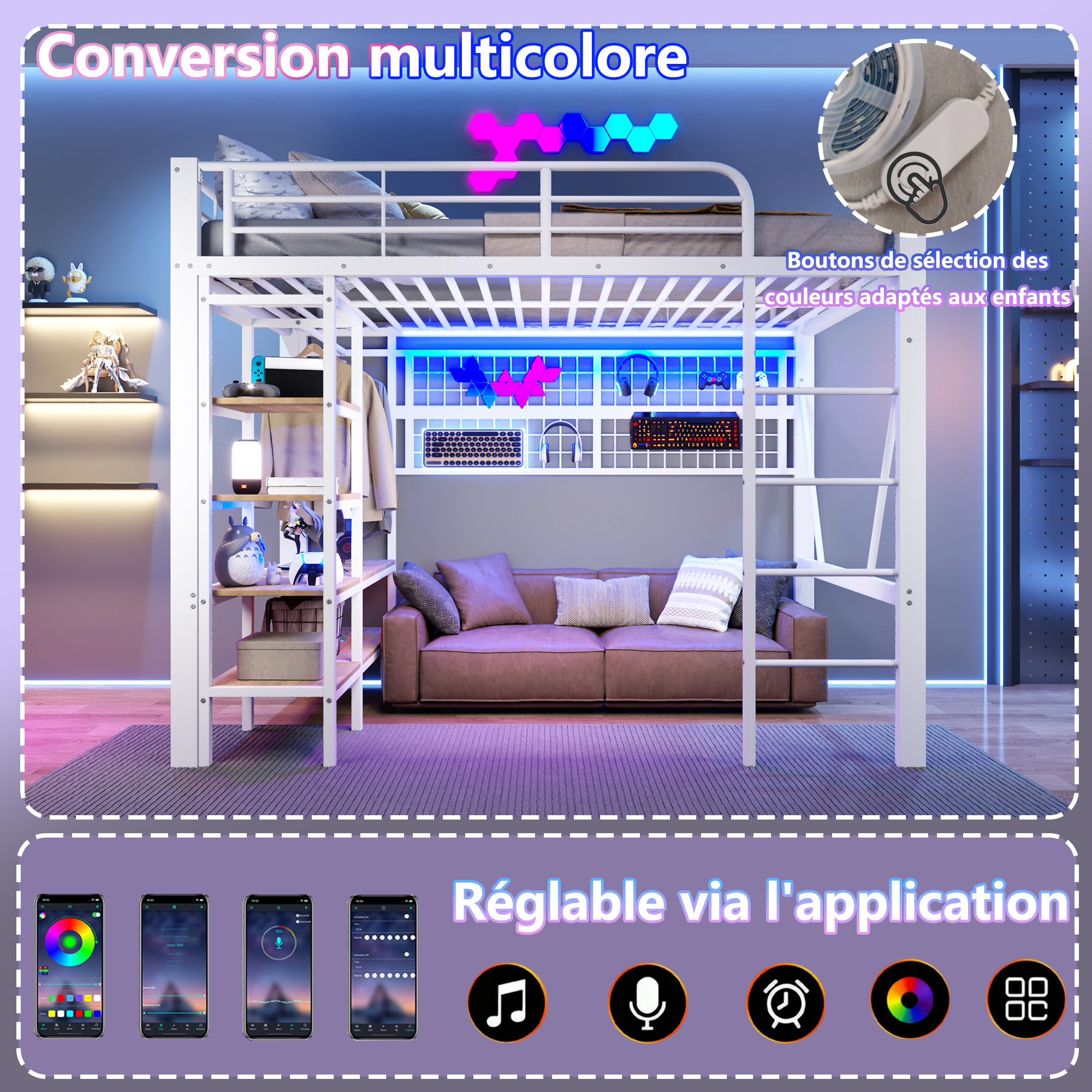 Éclairage LED RGB contrôlable par application