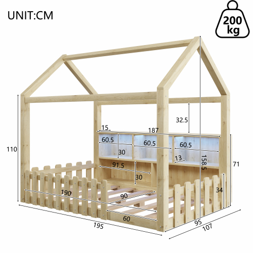 Dimensions du lit cottage naturel