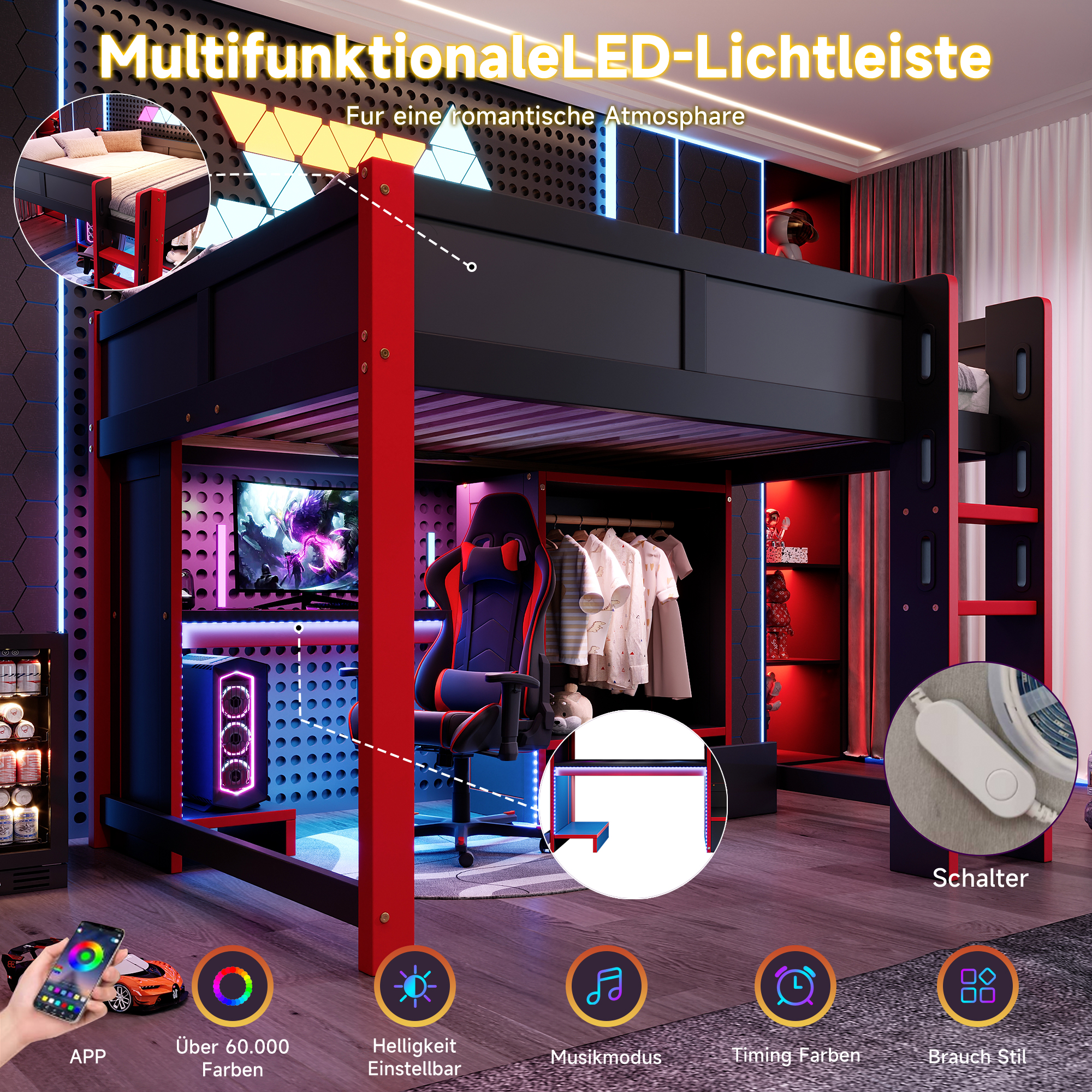 lit mezzanine avec bureau - vue 2