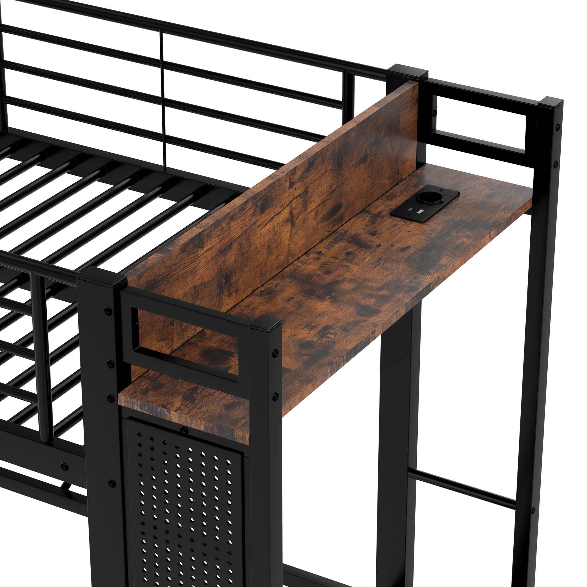 Lit en fer et MDF avec tringles suspendues, 4 tiroirs, pour chambre, structure forte, beaucoup de rangement vertical, utilisation optimale espace, design fonctionnel, style moderne, stabilité, durabilité - image 14