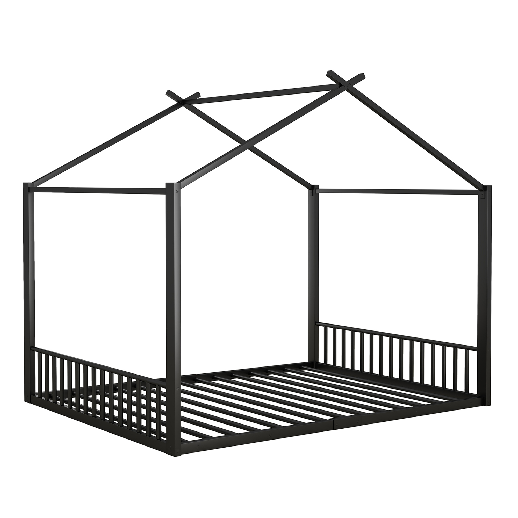 Lit mezzanine enfant en métal en forme de maison noir, pour chambre d'enfant, design unique, espace de jeu, style moderne, facile montage, stabilité, sécurité, utilisation polyvalente, décoration - image 7