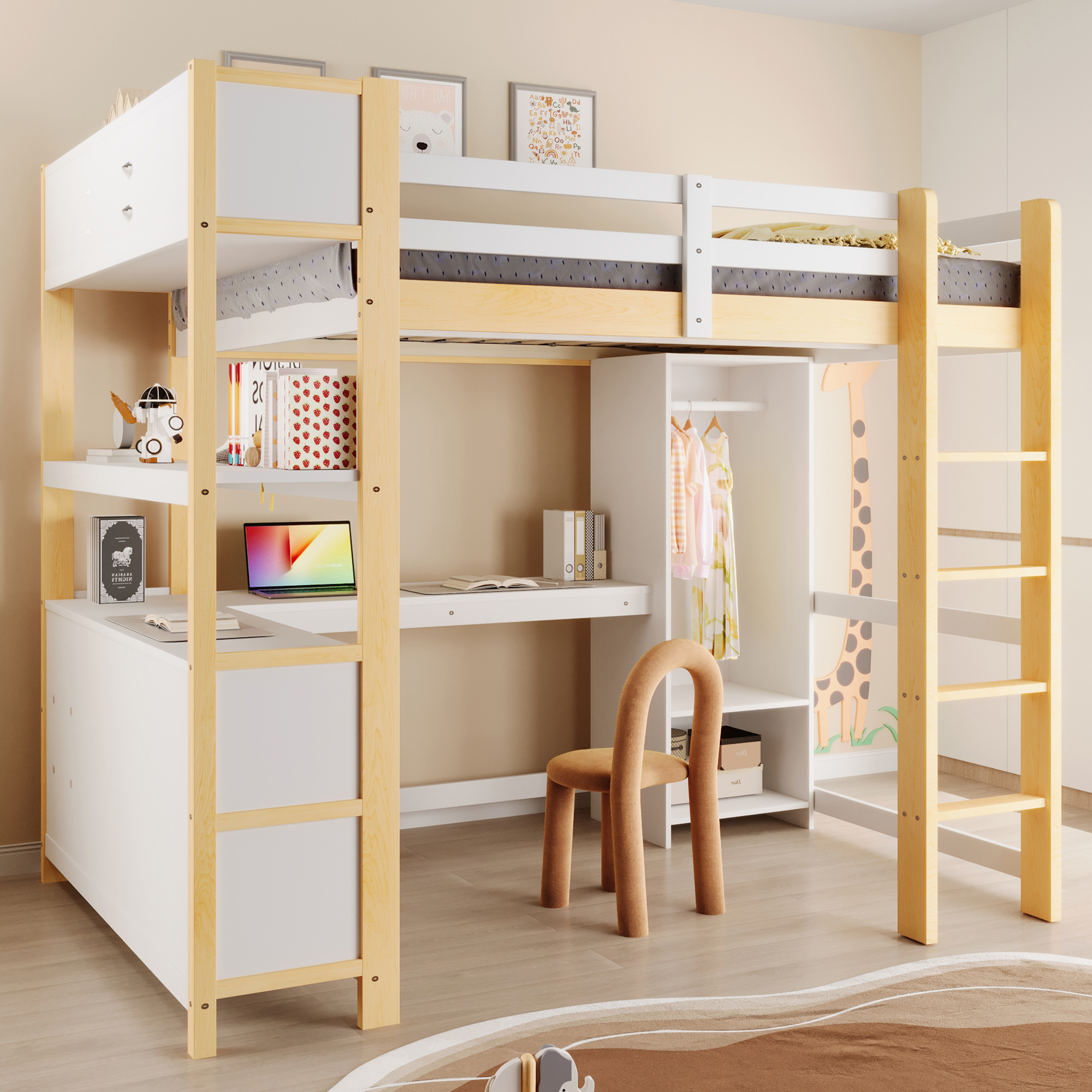 lit mezzanine avec bureau - vue 4