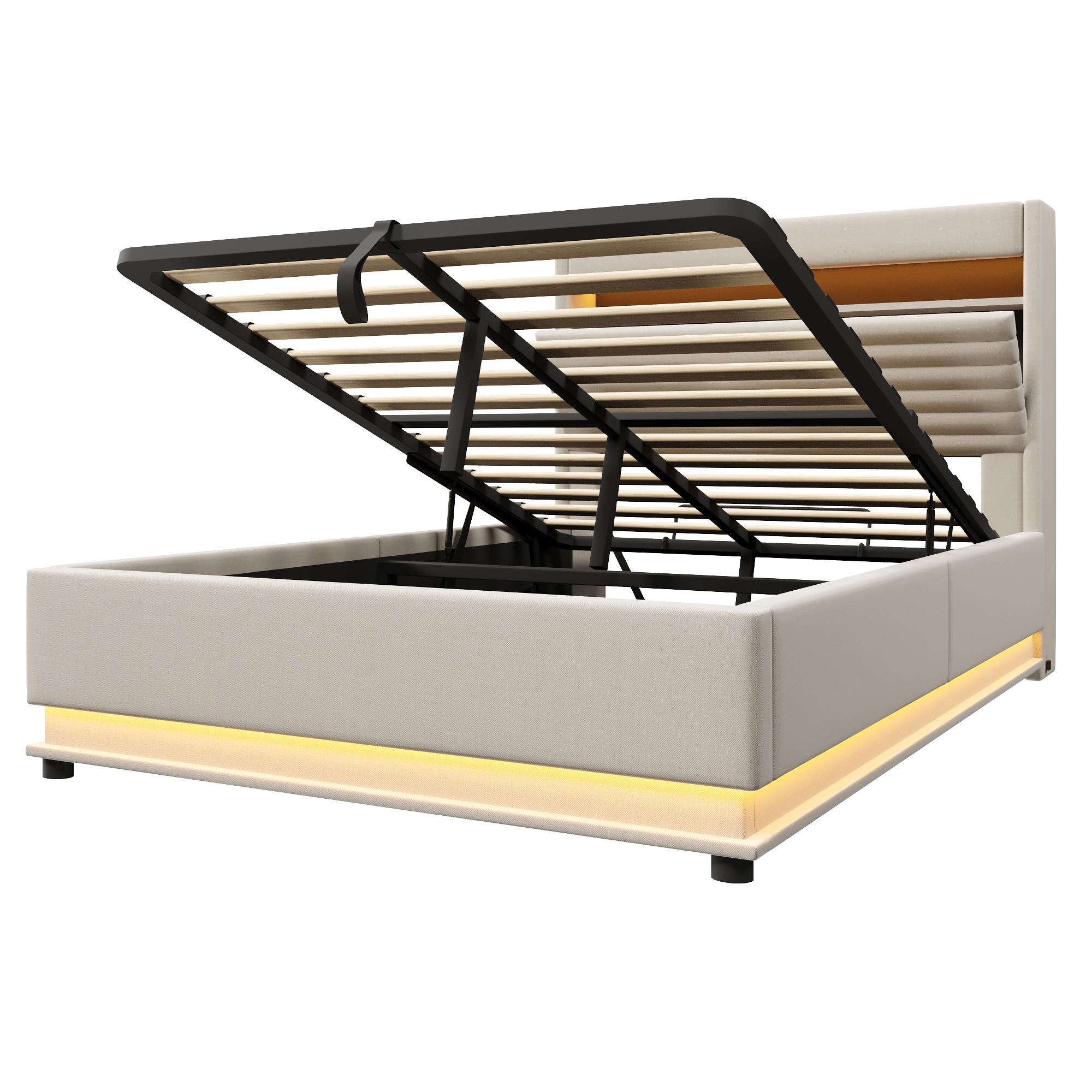 Lit rembourré 140 x 200 cm avec ports USB et Type- - image 17