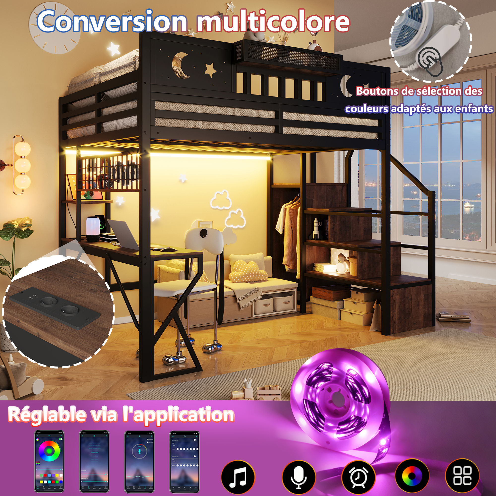 Éclairage LED multicolore