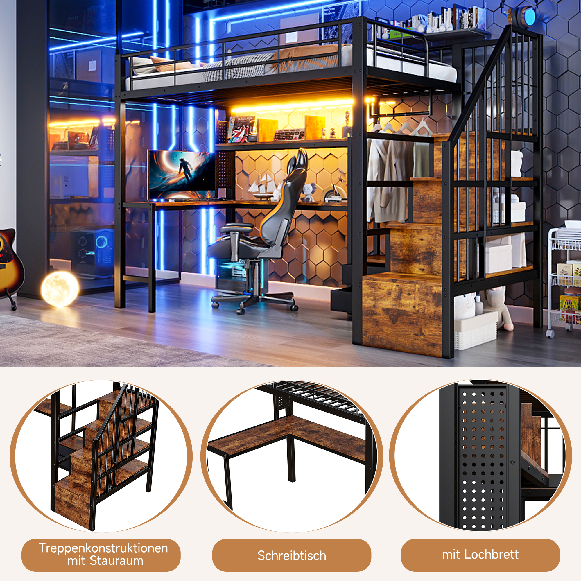 lit mezzanine avec bureau - vue 2