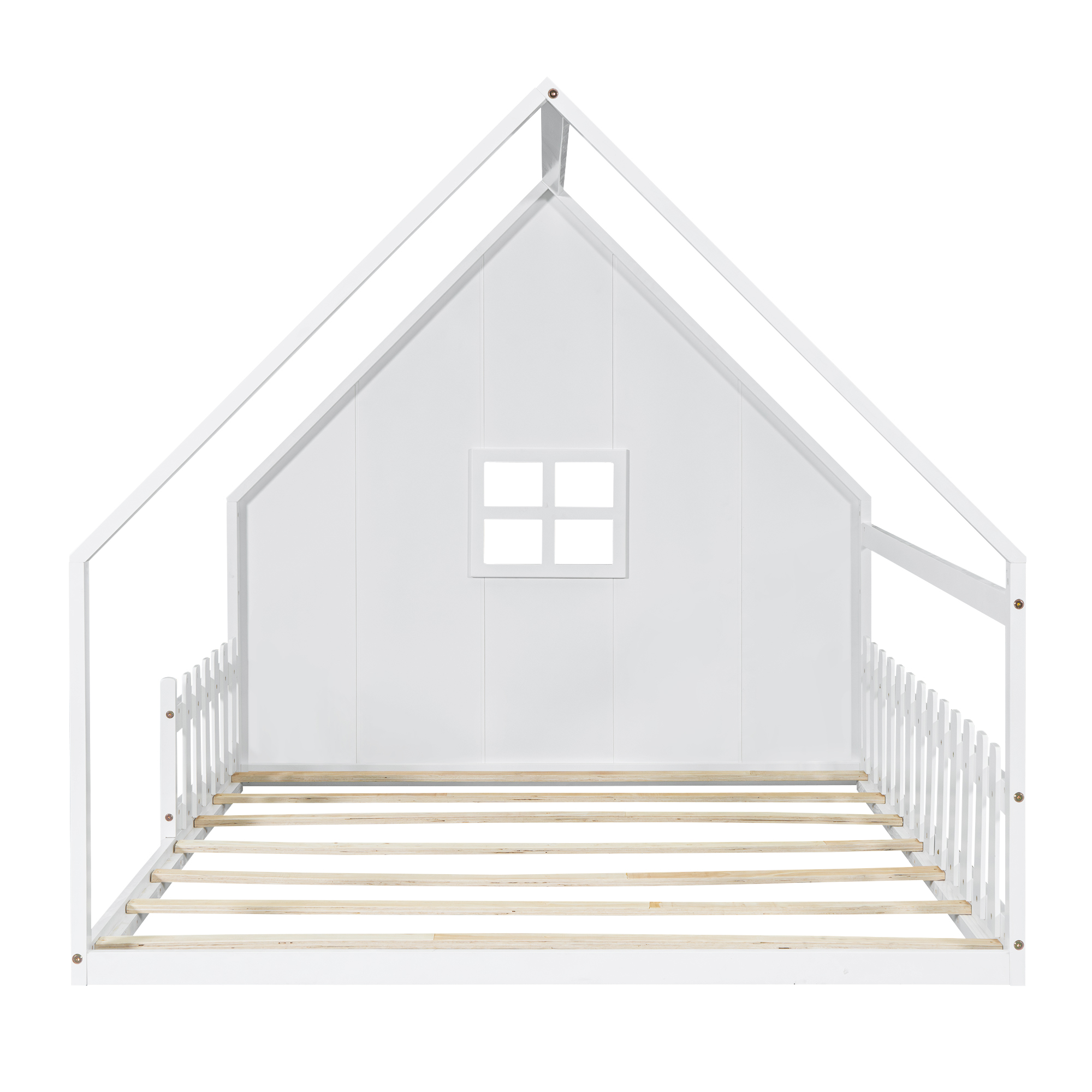 Lit enfant maison de rêve en pin et MDF, design maison miniature, pour chambre d'enfant, stimule imagination, construction stable, style naturel moderne, sécurité et amusement, espace de jeu unique - image 5