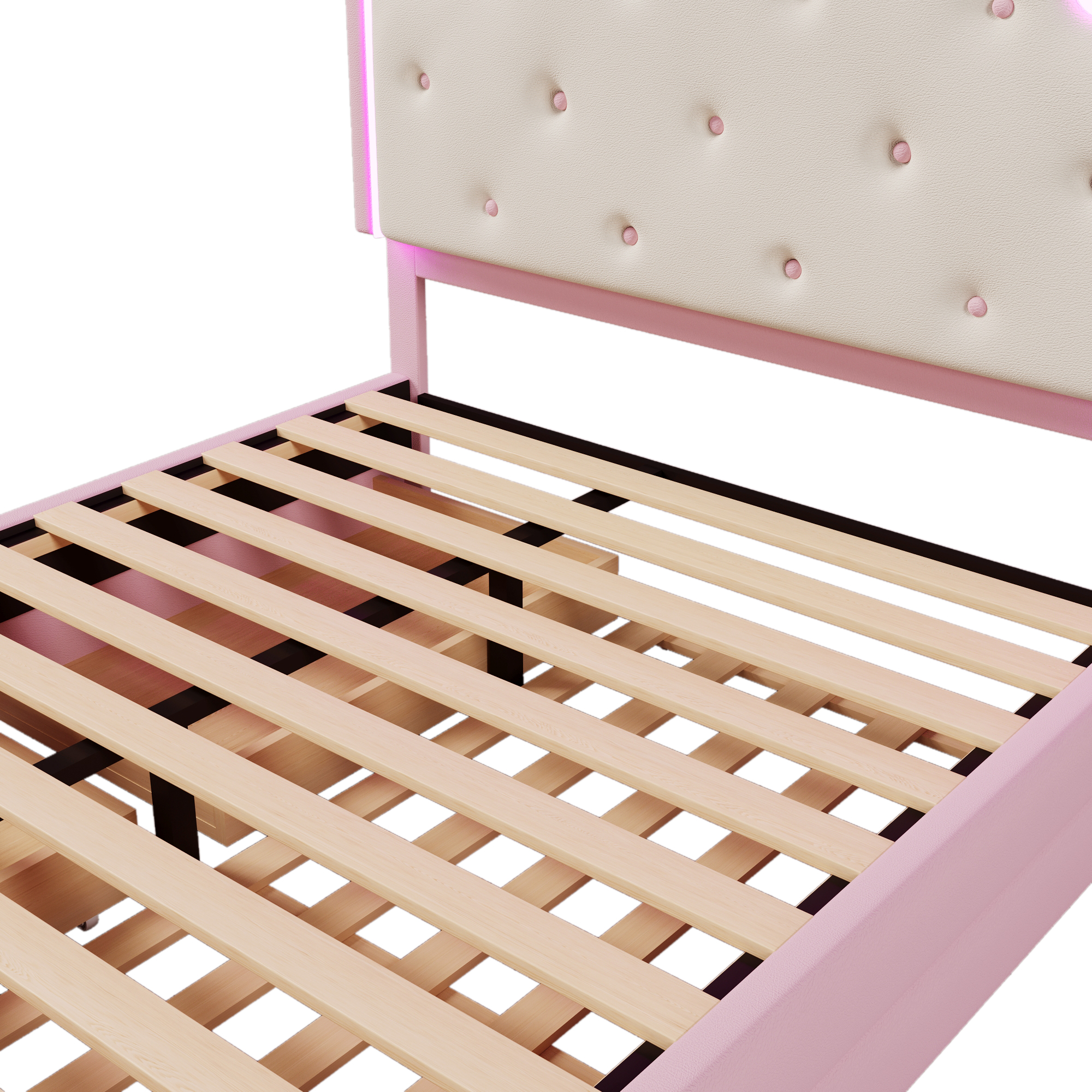 détail des deux tiroirs de rangement intégrés
