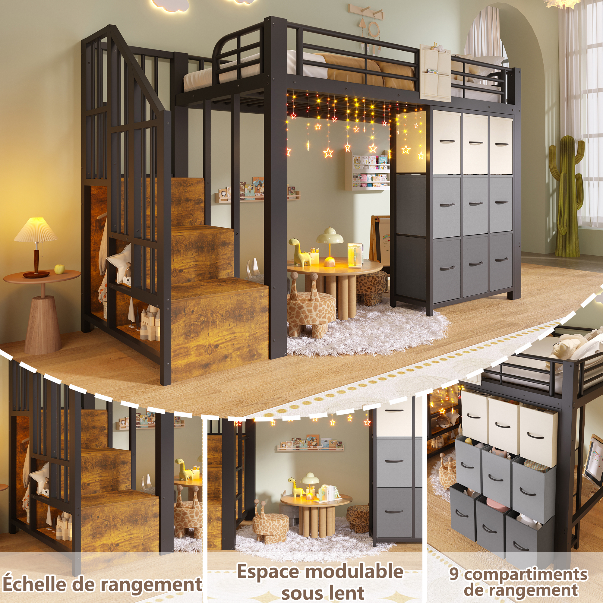 lit mezzanine avec bureau - vue 4