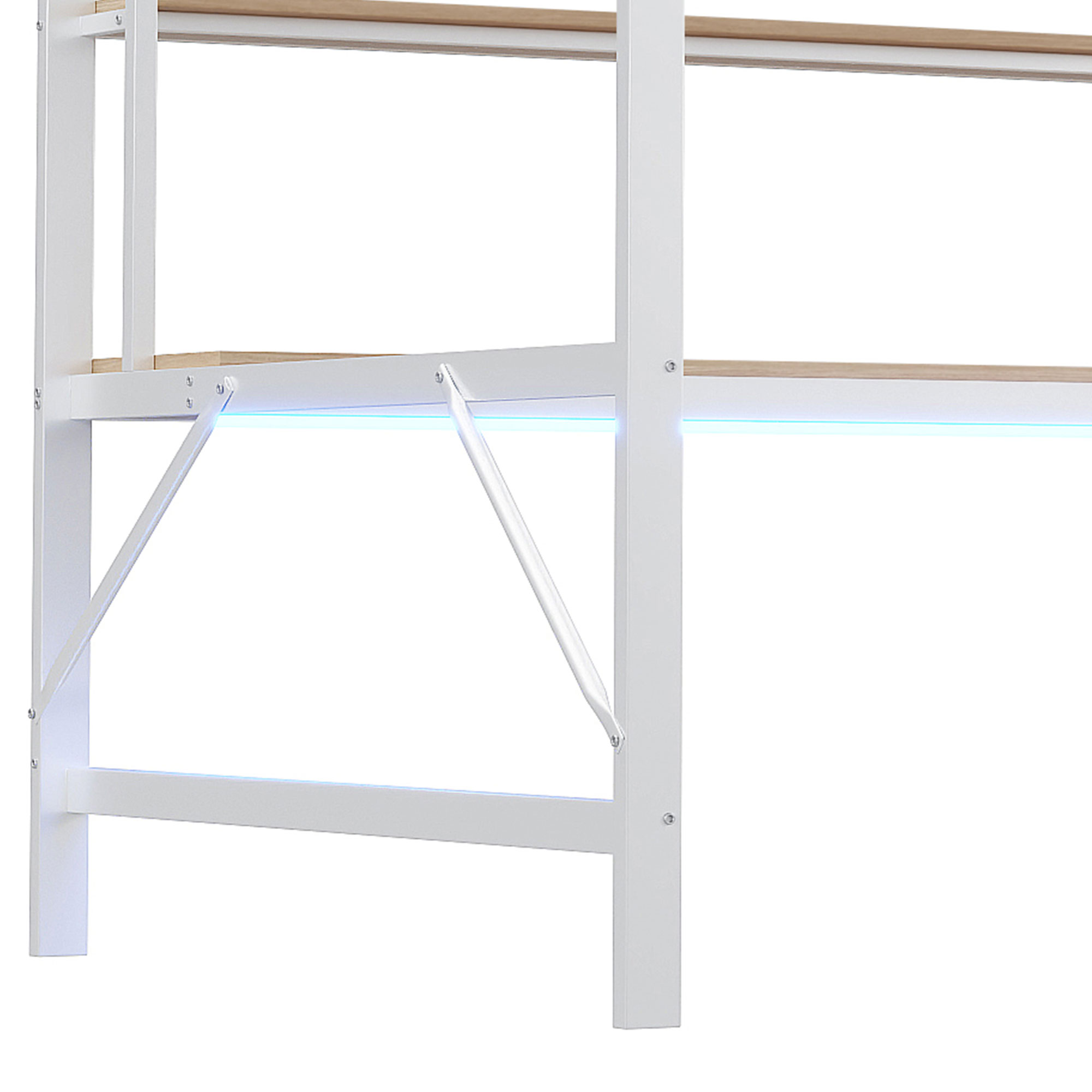 Lit enfant fer et MDF avec LED 7 couleurs contrôlable app, pour chambre d'enfant, structure stable, ambiance lumineuse personnalisable, design ludique, sécurité, durabilité, style fonctionnel moderne - image 11