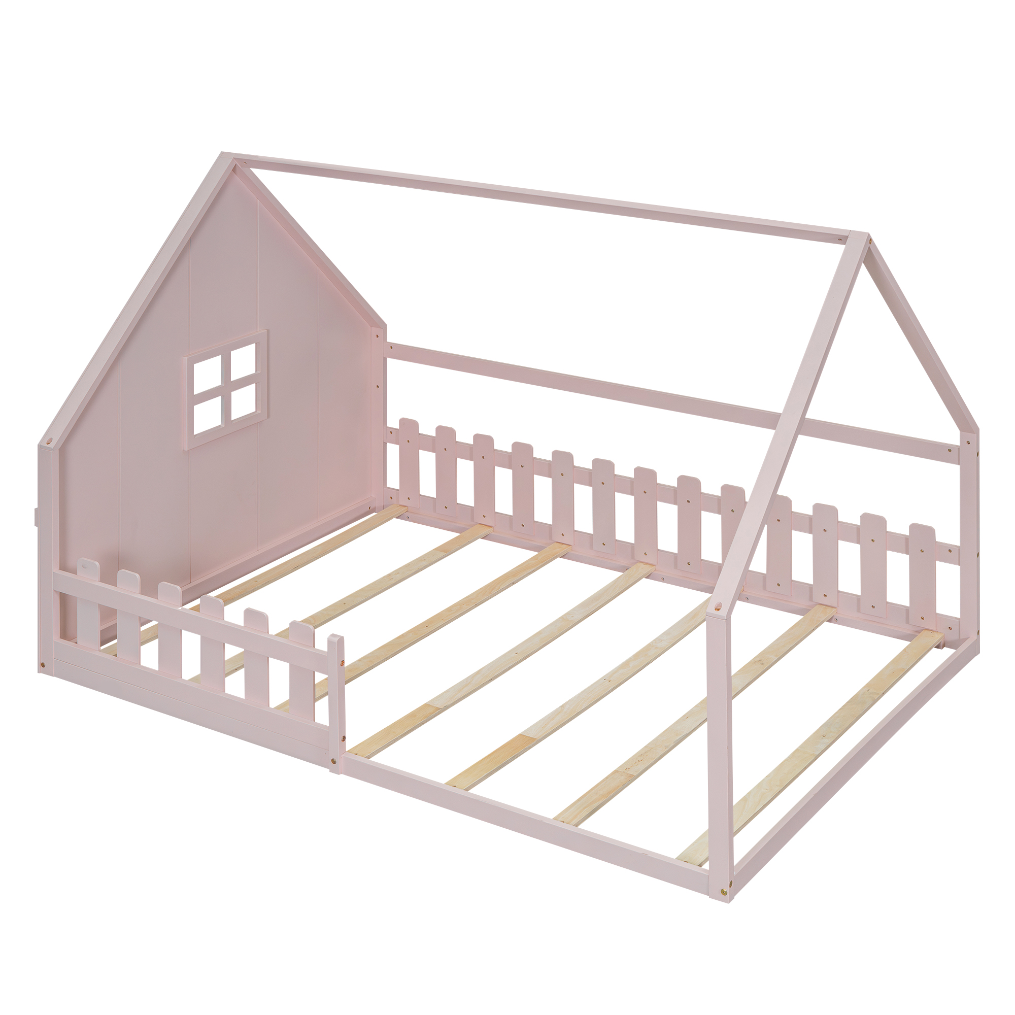 Lit maison enfant en bois de pin et MDF avec desig - image 3