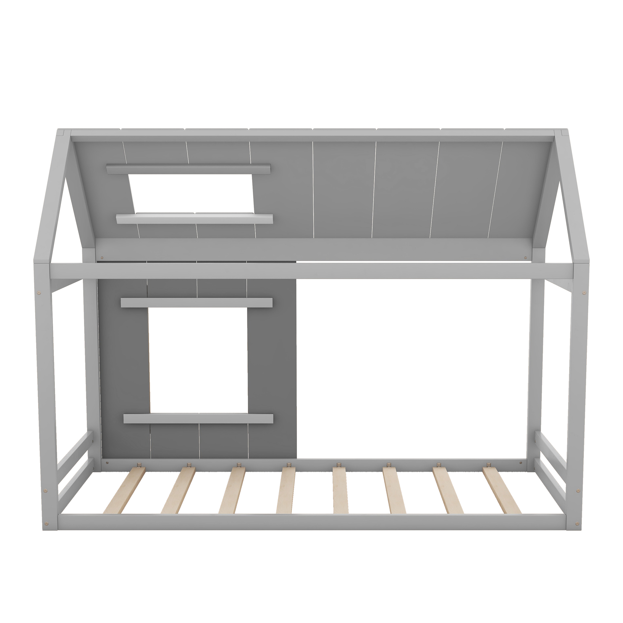 Lit enfant en forme de maison en pin et MDF, concept ouvert décorable, pour chambre d'enfant, design ludique, premier lit, stabilité, facile montage, style moderne, créativité, sécurité, durabilité, décoration - image 10